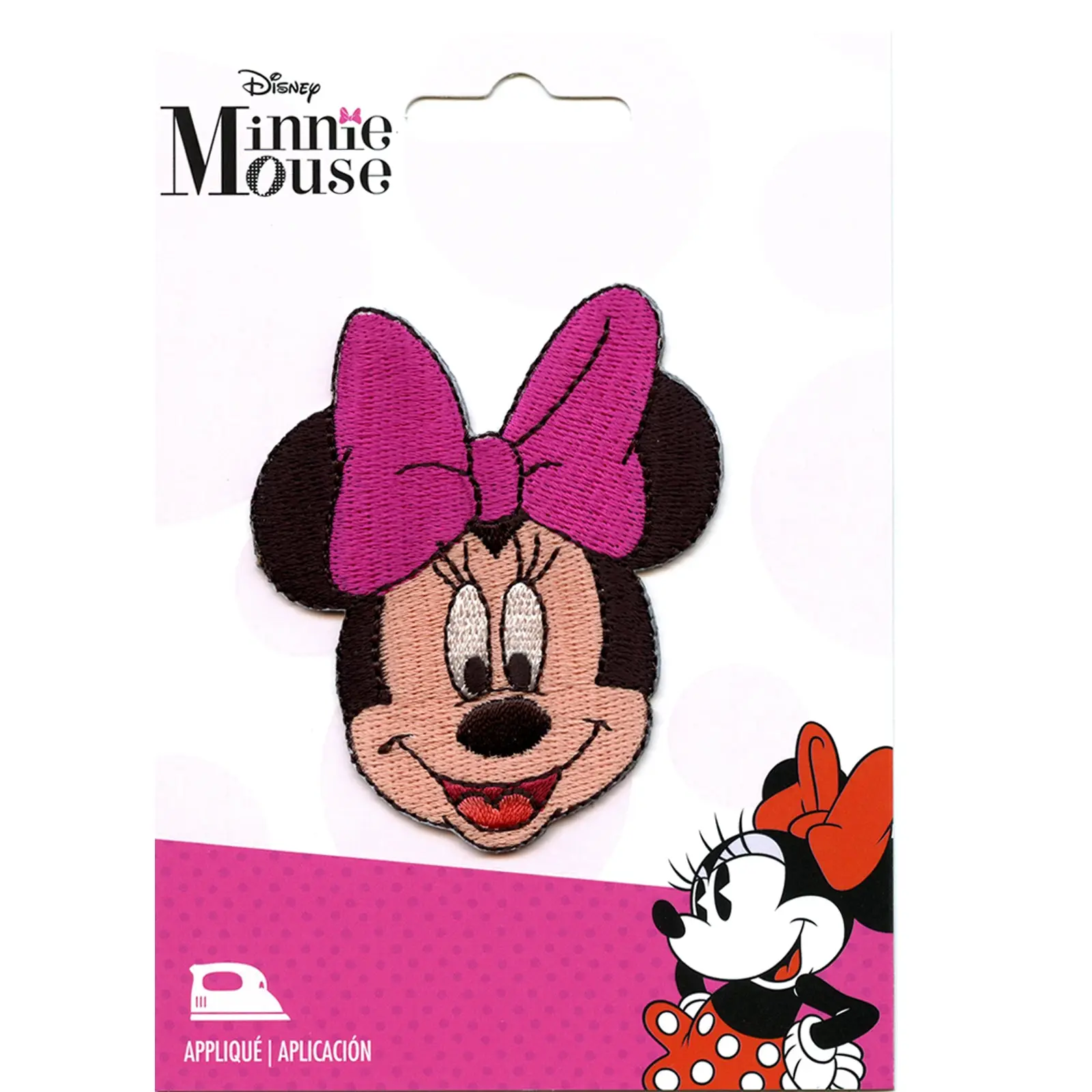Disney Minnie Mouse Pink Bow Iron on Embroidered Patch - Image 2