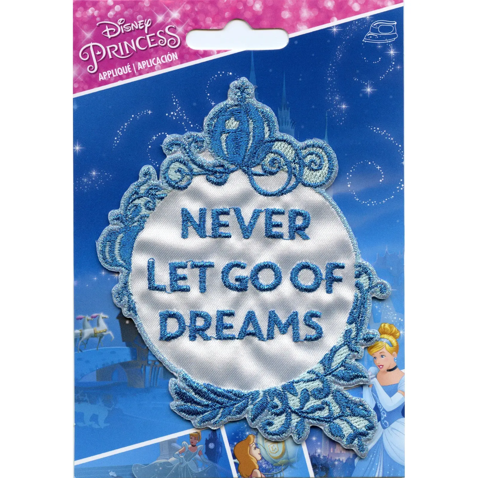 Disney Princess Cinderella Mirror "Never Let Go Of Dreams" Iron on Embroidered Applique Patch - Image 2