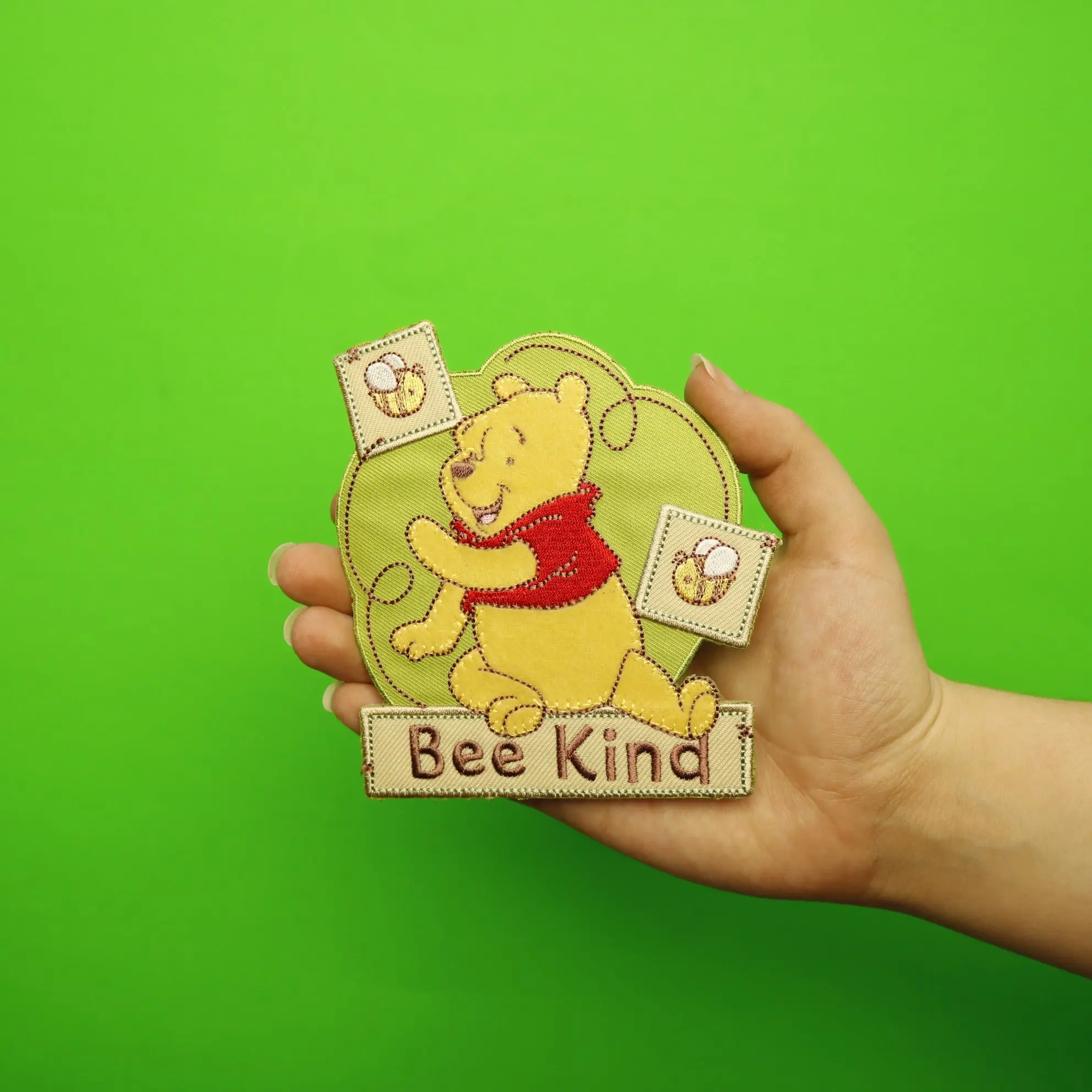 Disney Winnie The Pooh "Bee Kind" Embroidered Applique Iron On Patch - Image 3