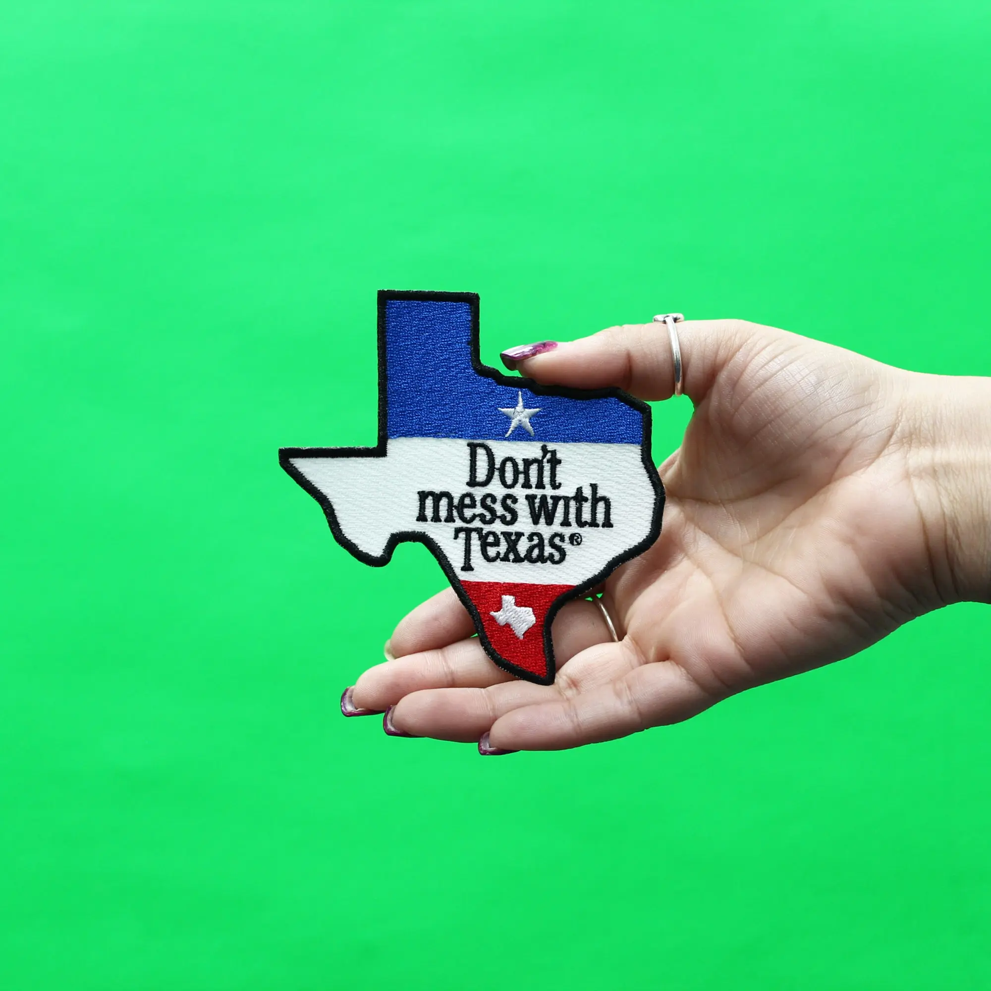 Don't Mess With Texas Patch State Shape Embroidered Iron On - Image 3