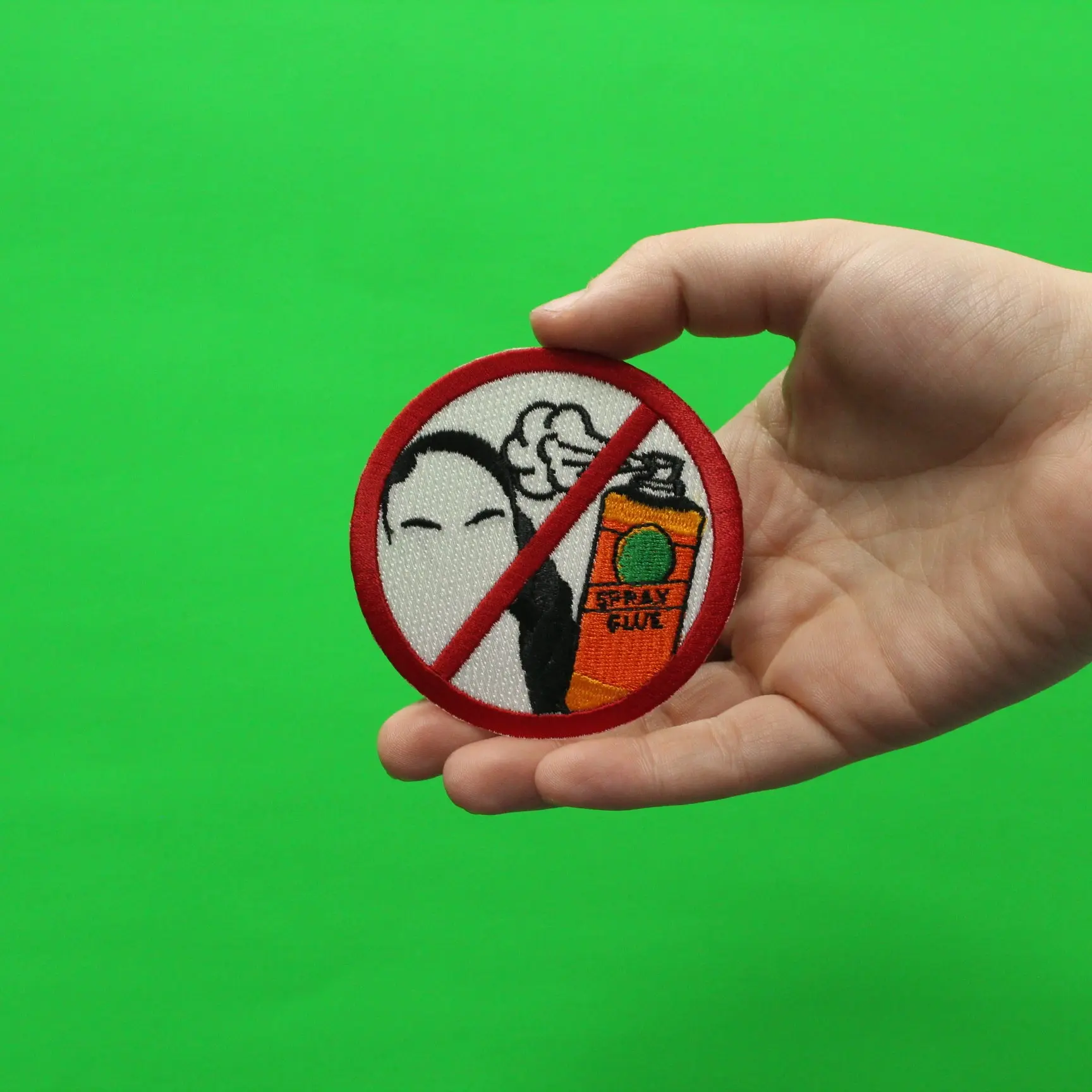 Don't Spray In Hair Spray Glue Meme Iron On Embroidered Patch - Image 2