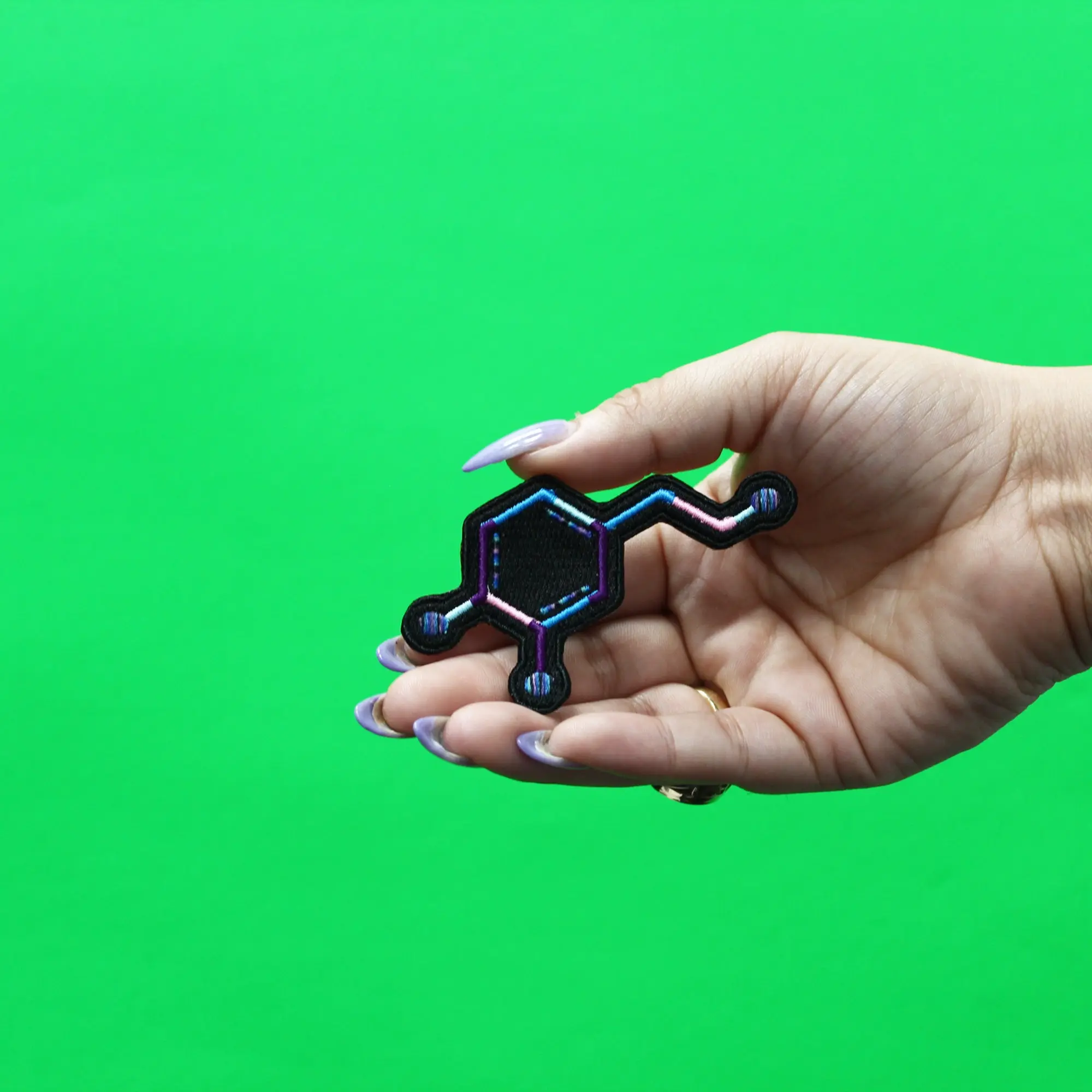Dopamine Molecule Patch Chemical Structure Embroidered Iron On - Image 2