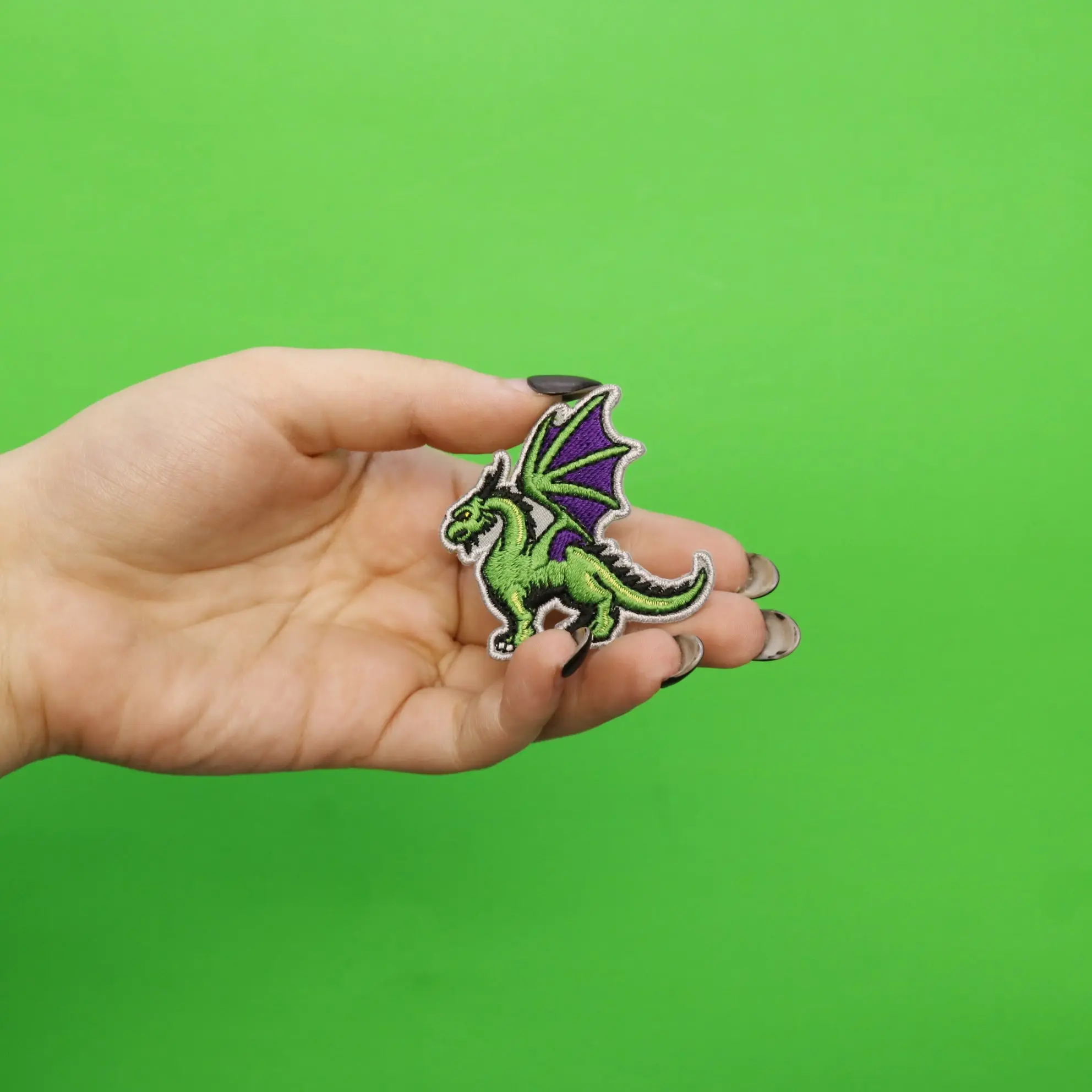 Green Dragon Embroidered Iron On Patch - Image 2
