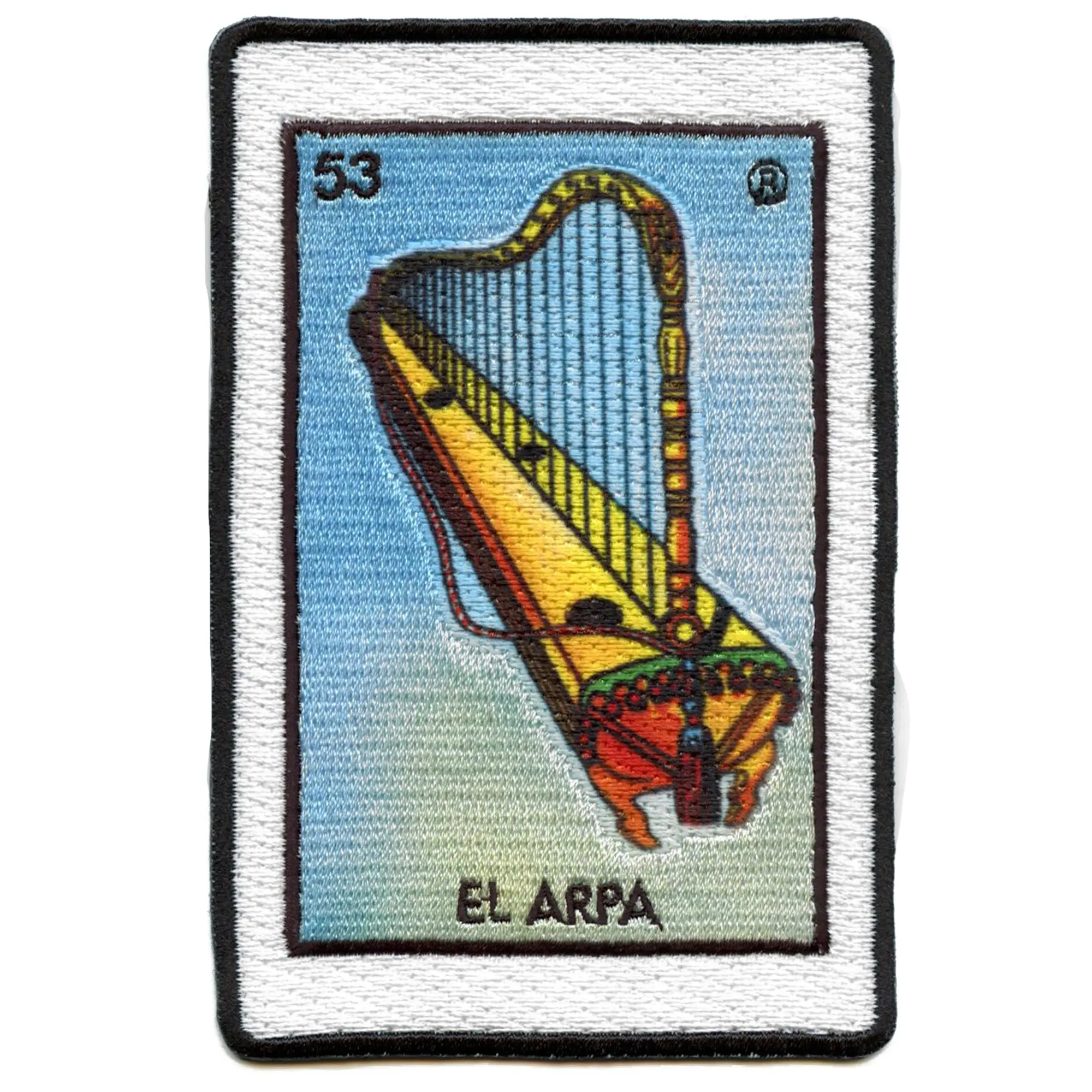El Arpa 53 Patch Harp Mexican Loteria Card Sublimated Embroidery Iron On - Image 2