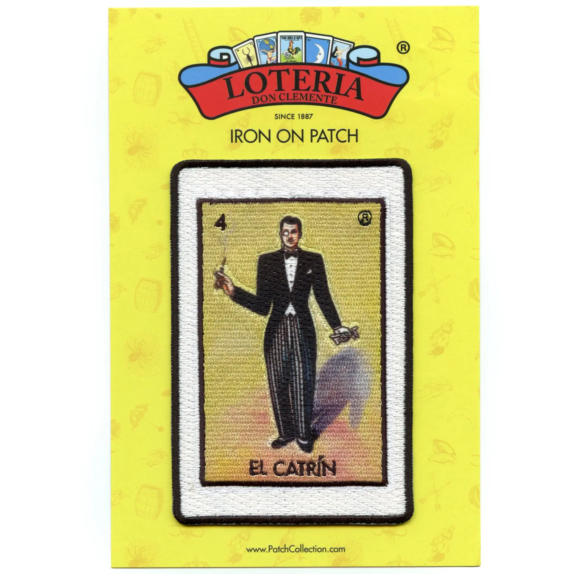 El Catrin 4 Patch Mexican Dandy Loteria Card Sublimated Embroidery Iron On