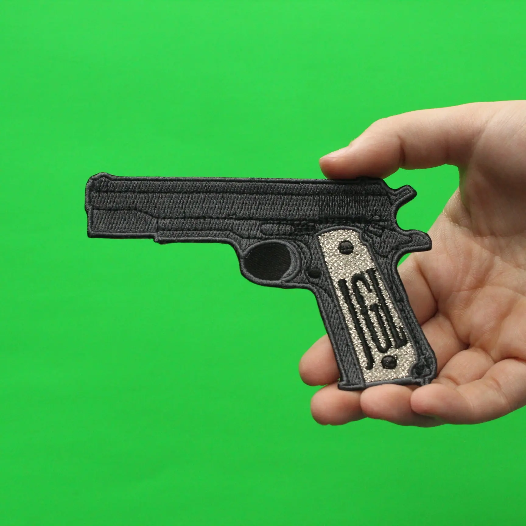 El Chapo Diamond Encrusted Gun Embroidered Iron on Patch - Image 2