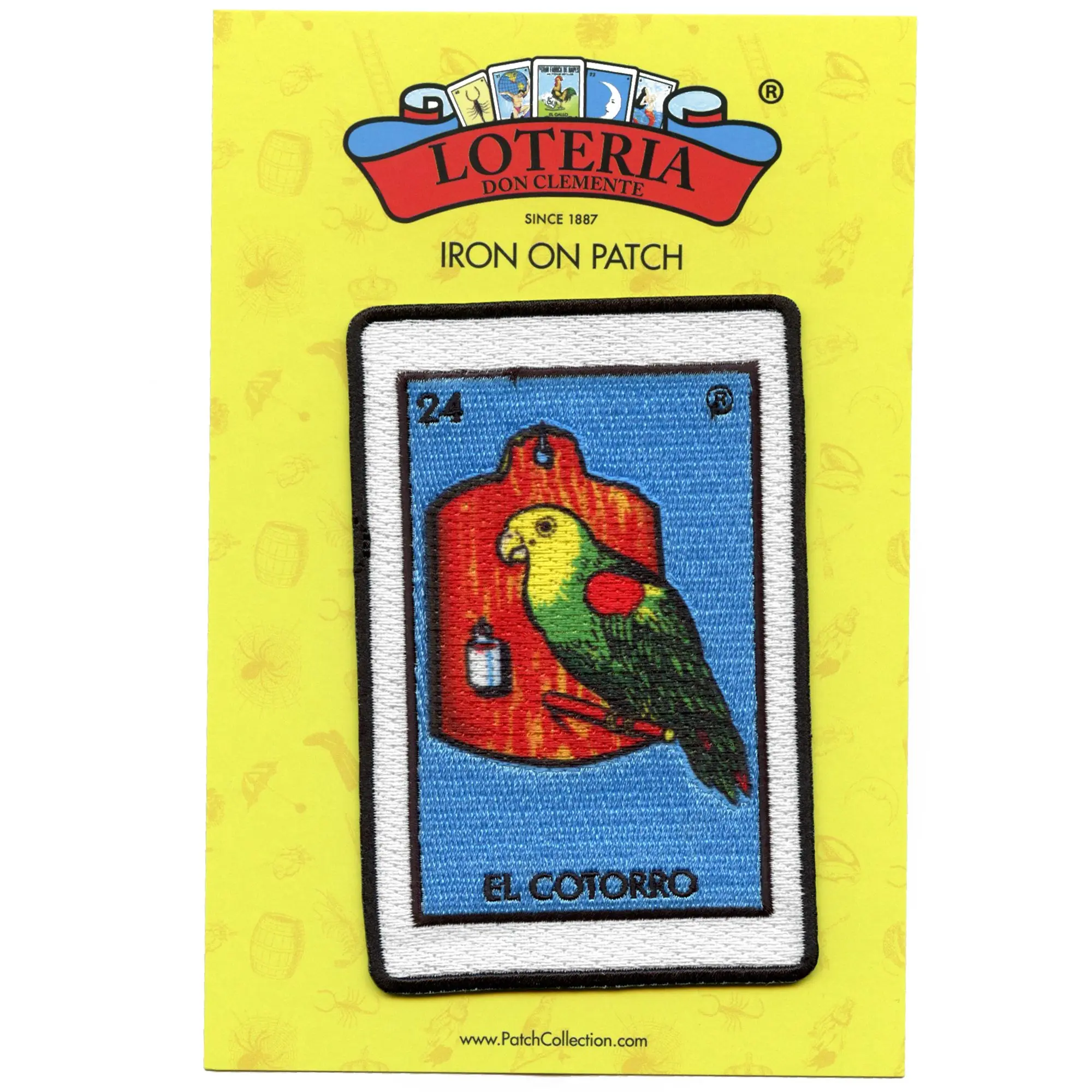 El Cotorro 24 Patch Parrot Mexican Loteria Card Sublimated Embroidery Iron On