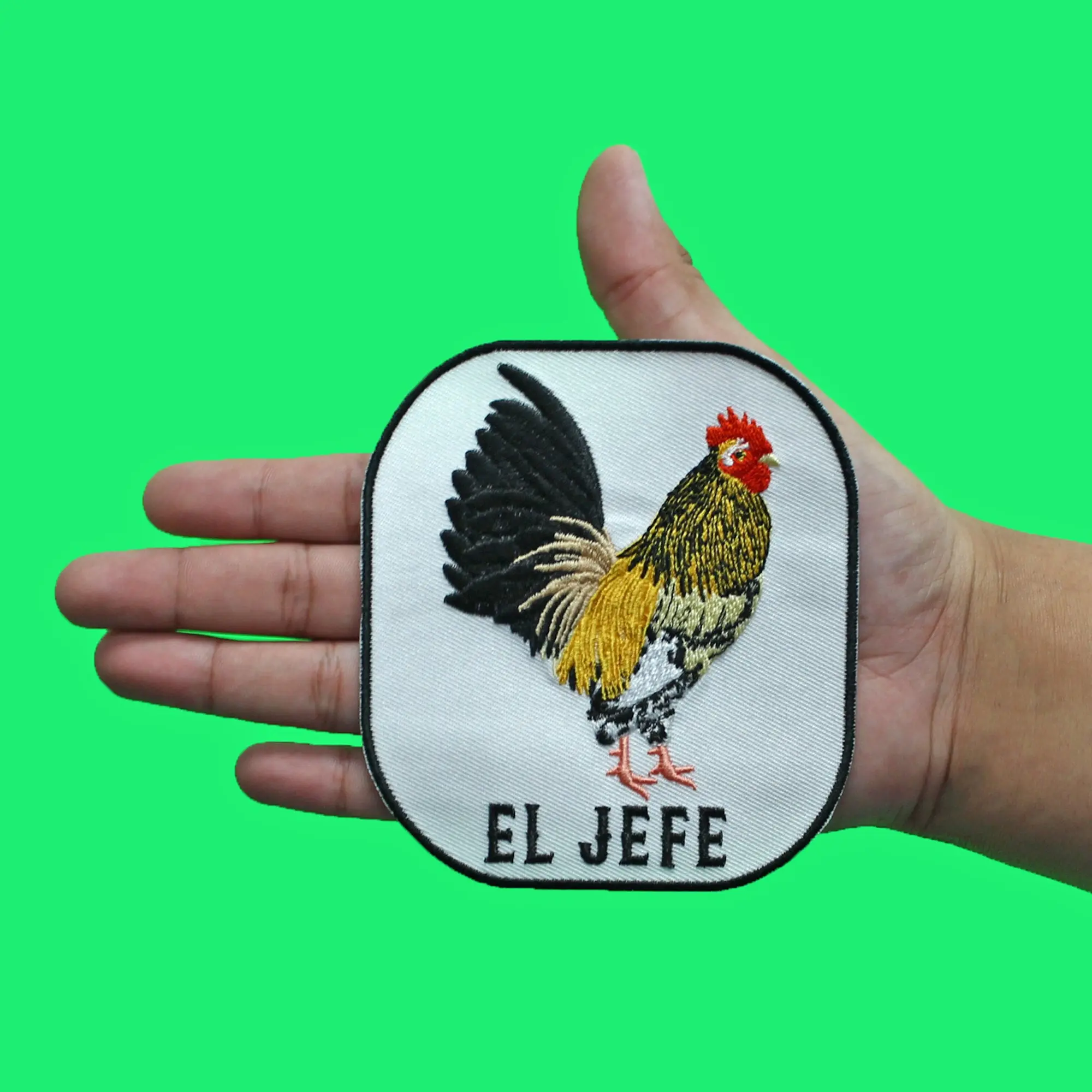 El Jefe Chicken Rooster Patch Mexican Farm Animals Embroidered Iron On - Image 2