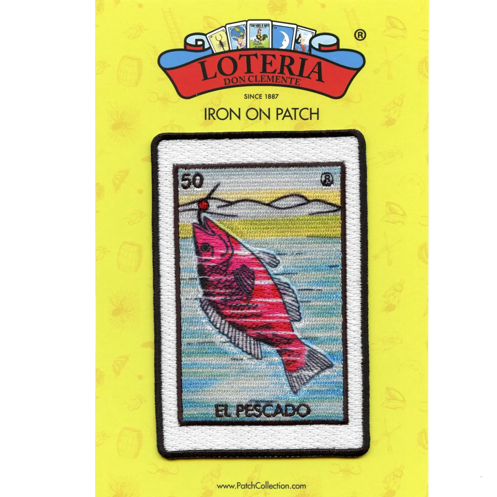 El Pescado 50 Patch Fish Mexican Loteria Card Sublimated Embroidery Iron On