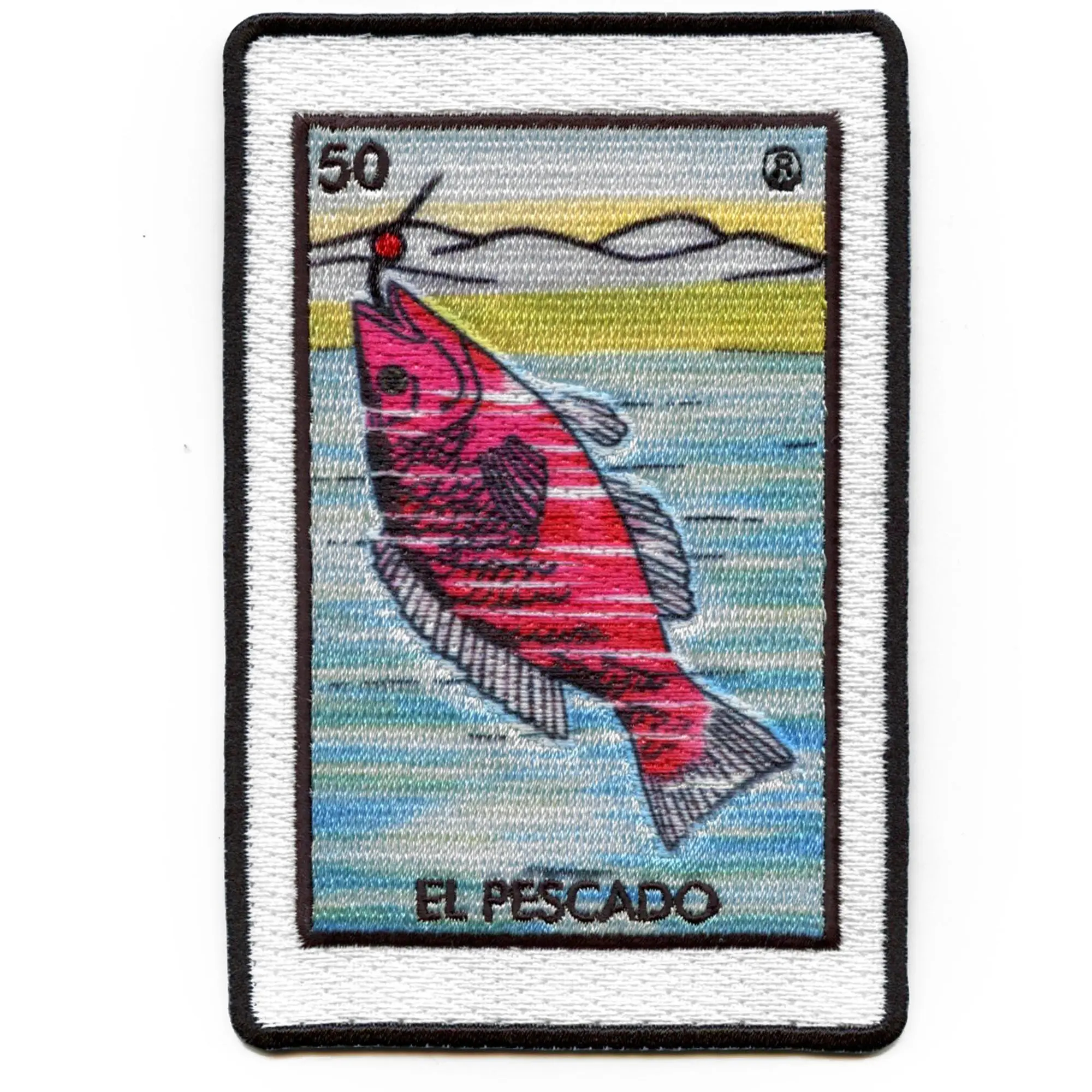 El Pescado 50 Patch Fish Mexican Loteria Card Sublimated Embroidery Iron On - Image 2