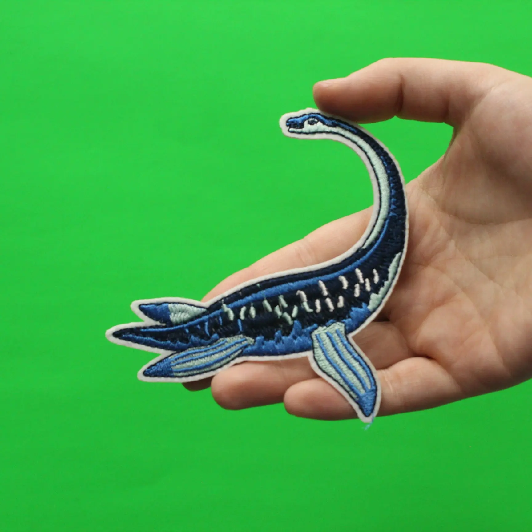 Elasmosaurus Platyurus Blue Water Aquatic Reptile Plesiosaur Embroidered Iron on Patch - Image 2