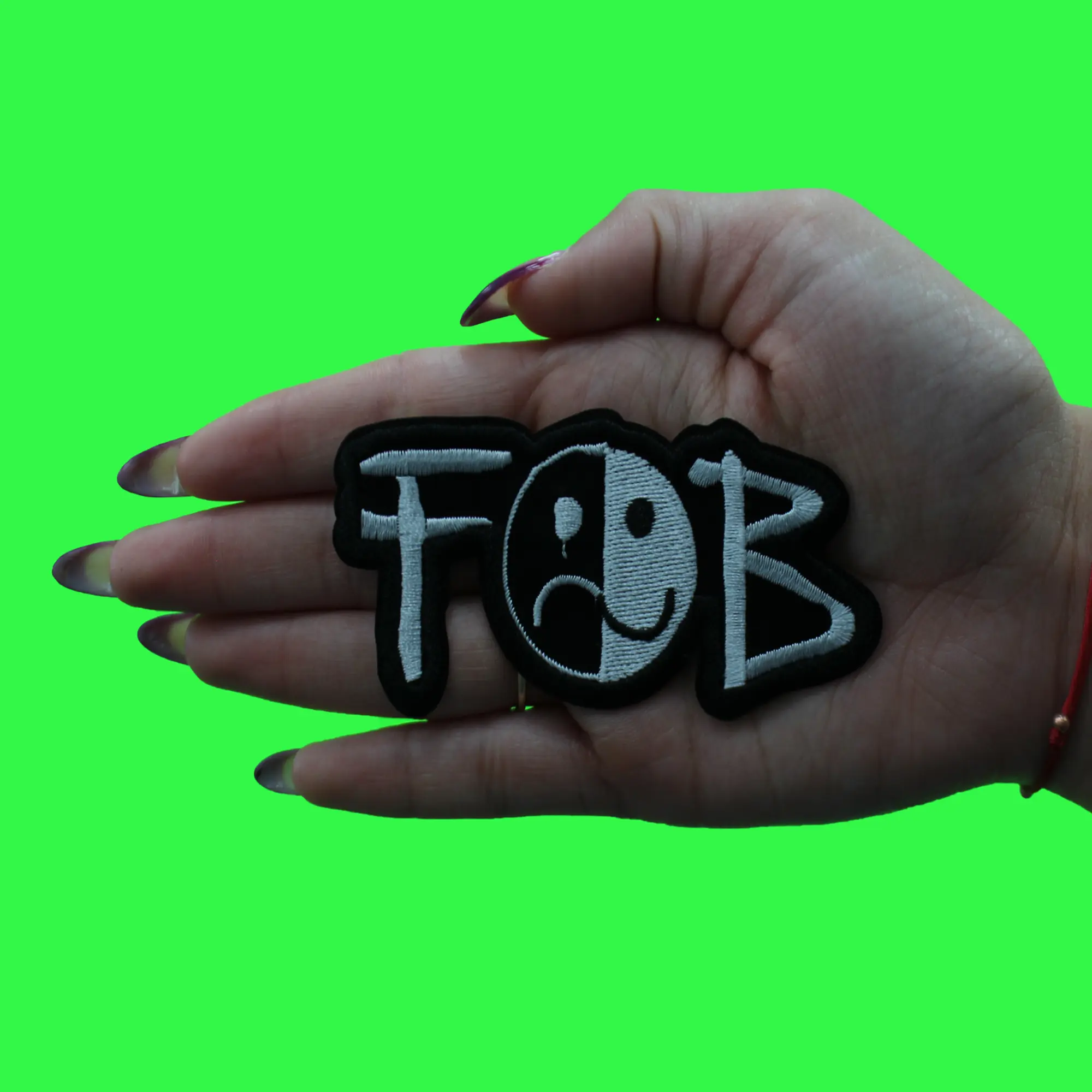 Fall Out Boy Patch FOB Smiley Logo Embroidered Iron On - Image 2