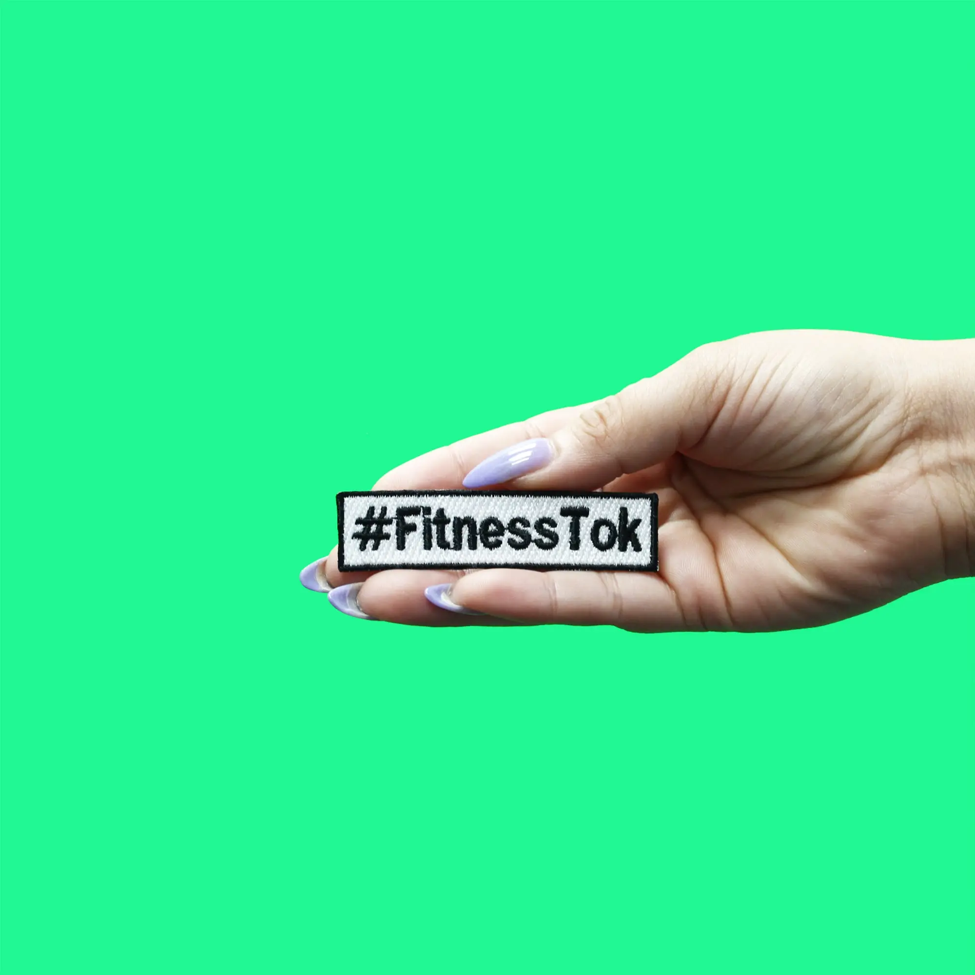 #FitnessTok Patch Popular Hashtag Embroidered Iron On - Image 2