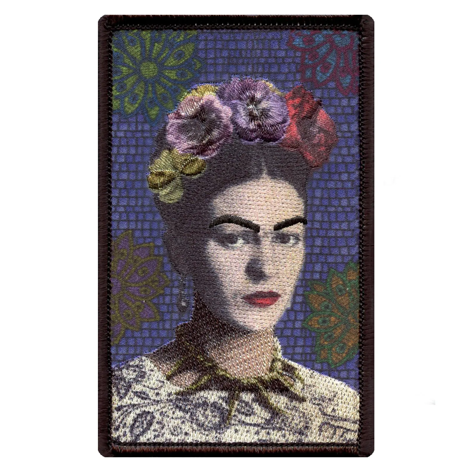 Frida Kahlo Floral Portrait Sublimated Embroidered Iron On Patch