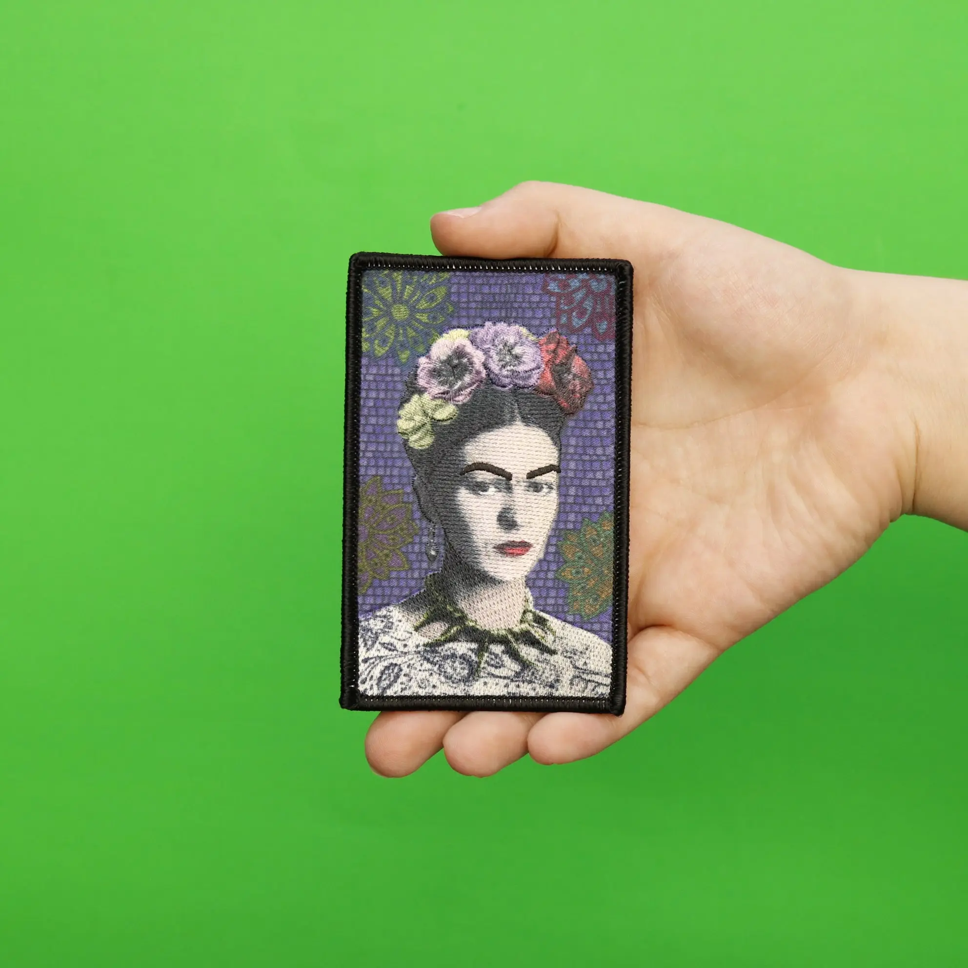 Frida Kahlo Floral Portrait Sublimated Embroidered Iron On Patch - Image 2