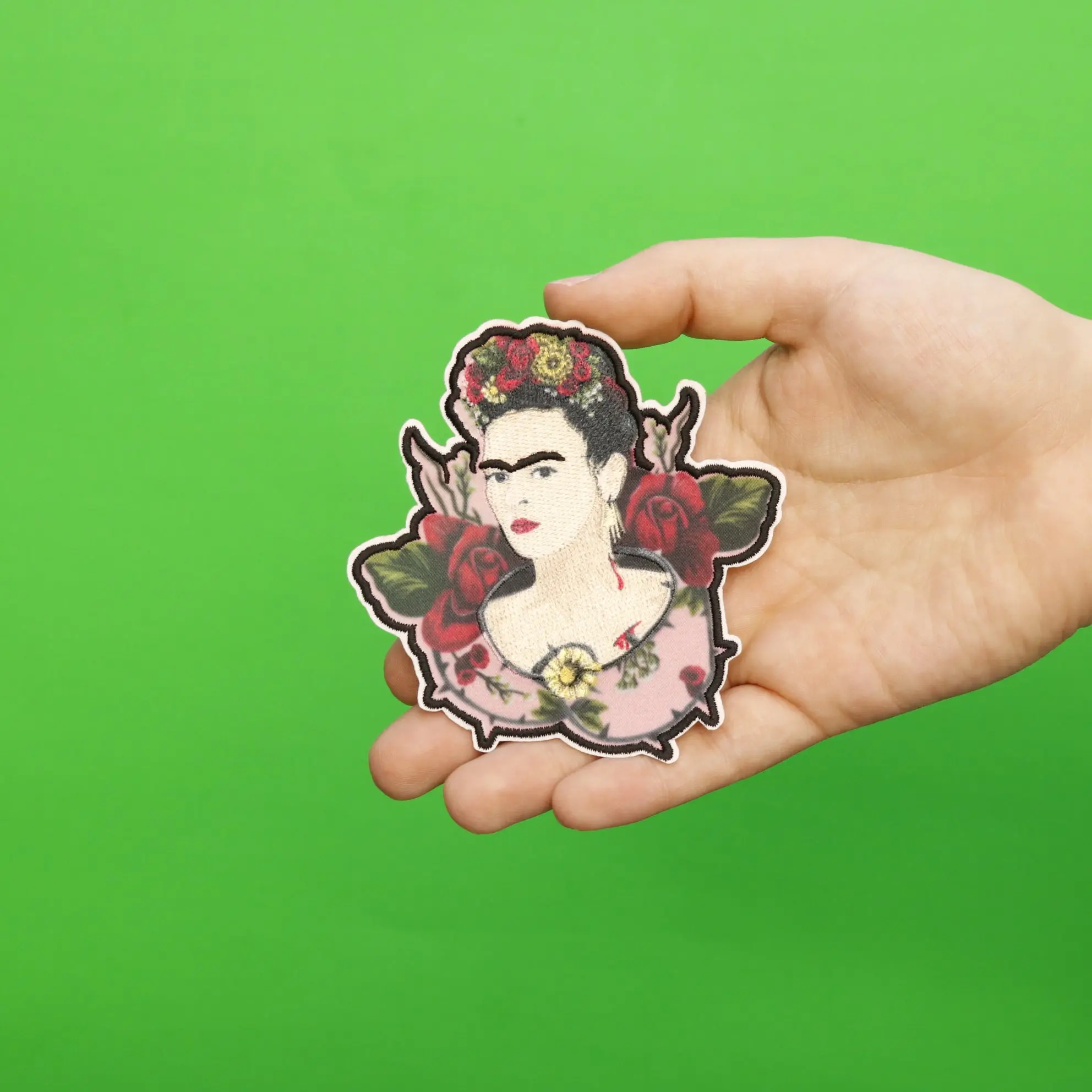 Frida Kahlo Rose Thorn Portrait Sublimated Embroidered Iron On Patch - Image 2