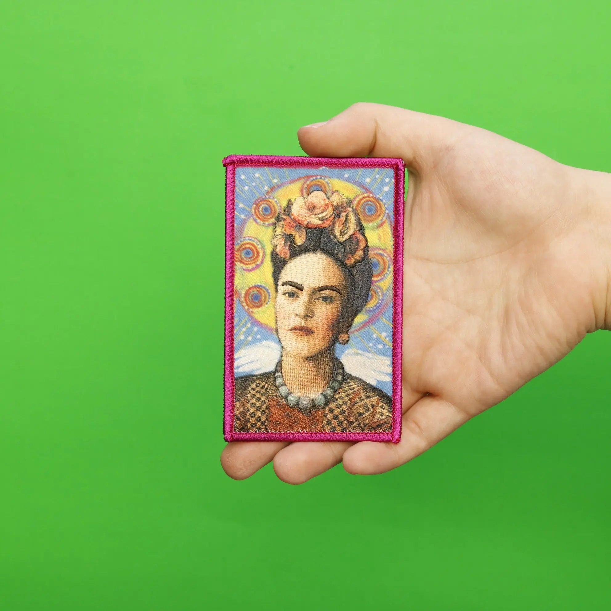 Frida Kahlo Wings Portrait Sublimated Embroidered Iron On Patch - Image 2