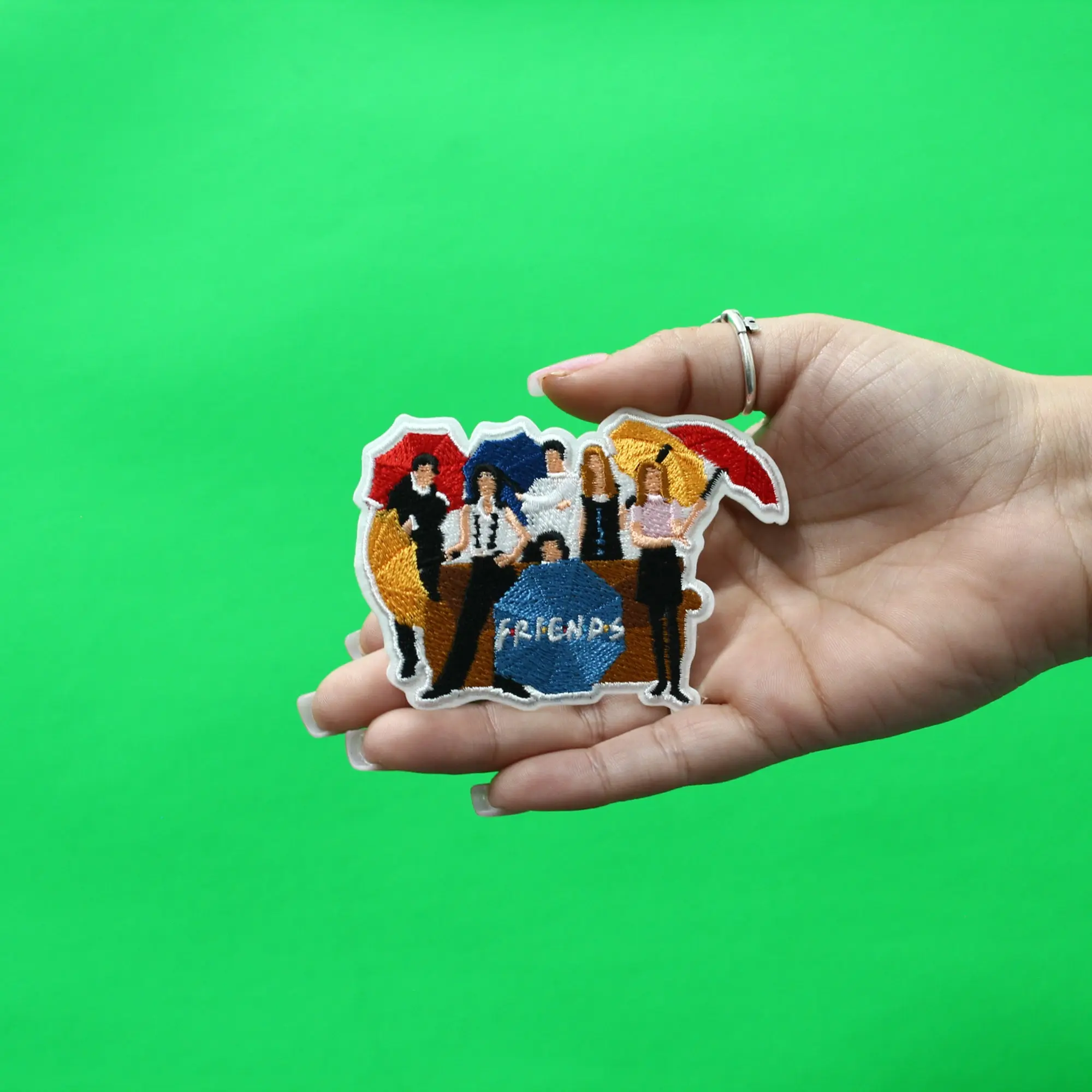 Friends Group With Umbrellas Patch 90s Nostalgia TV Embroidered Iron On - Image 2