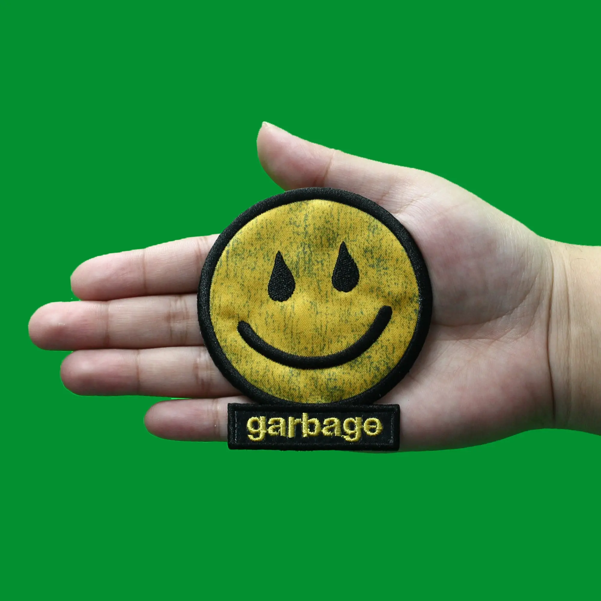 Garbage Distressed Smiley Logo Patch Alternative Rock Band Embroidered Iron On - Image 2