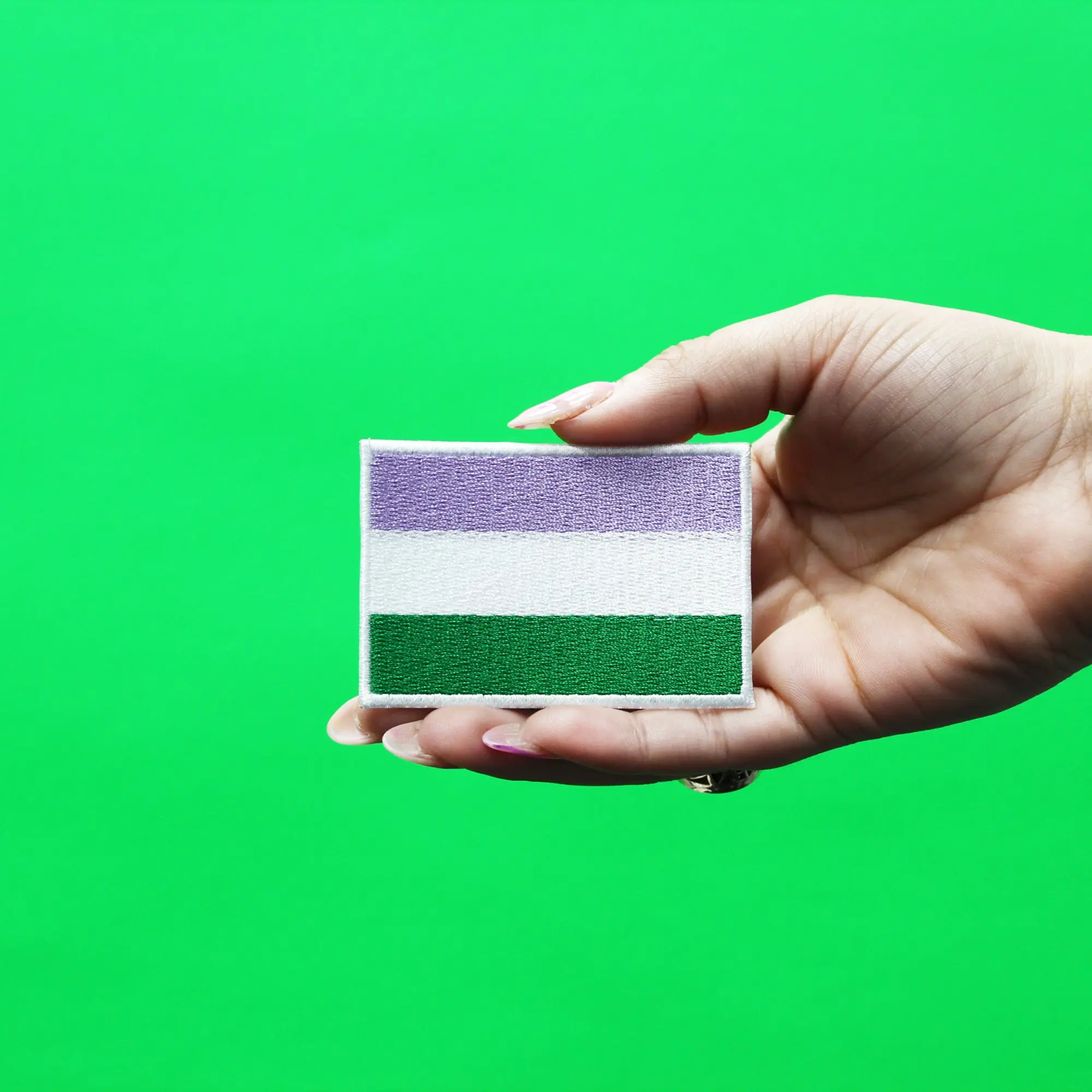 Genderqueer Pride Flag Patch LGBTQ+ Embroidered Iron On - Image 2