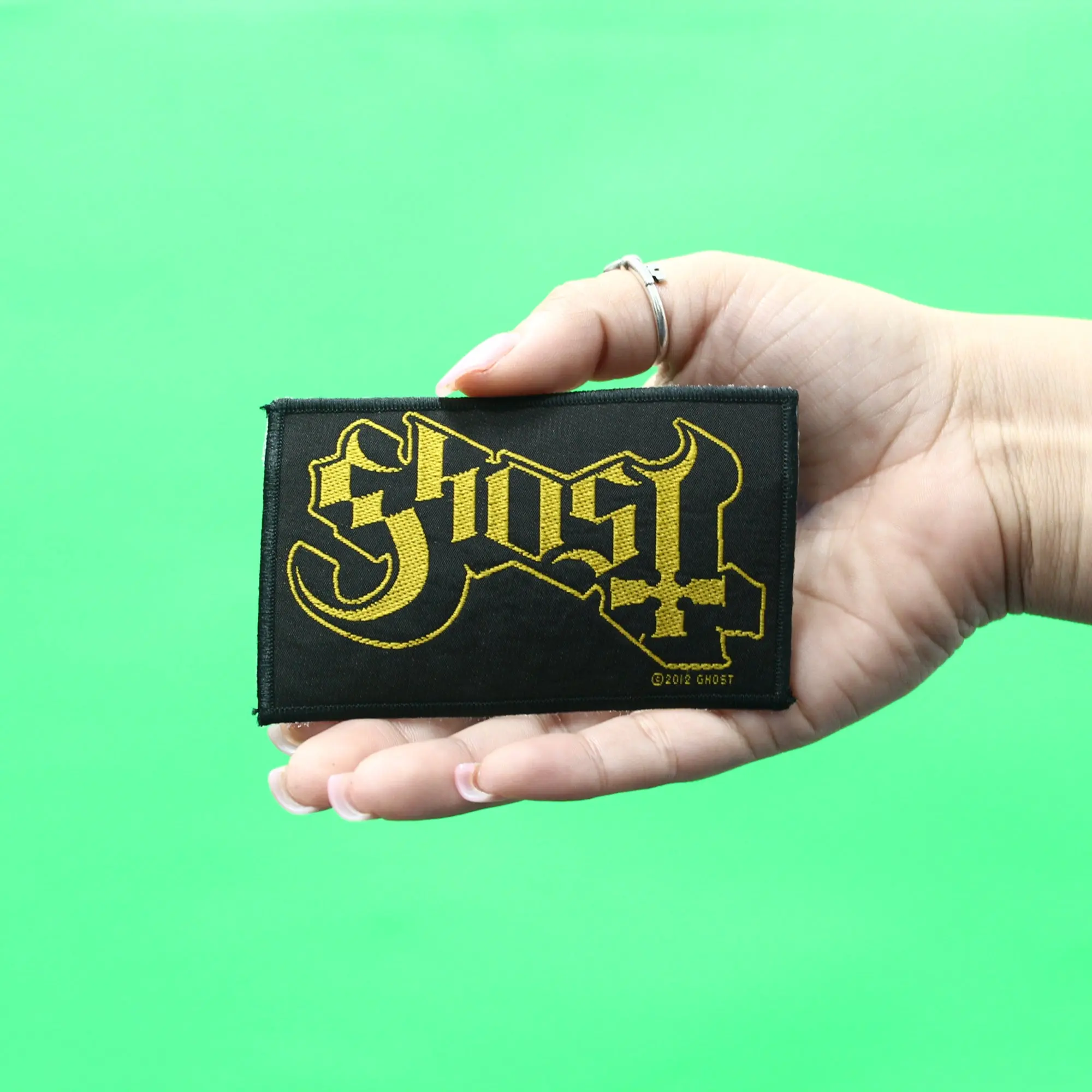 Ghost Yellow Logo Patch Rock Band Woven Sew On - Image 2