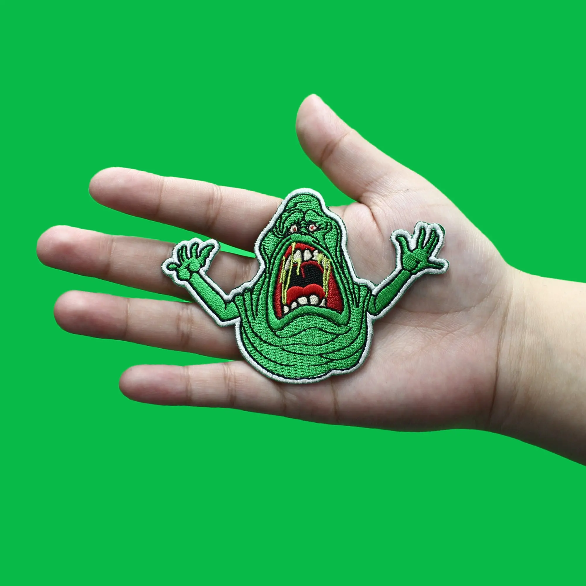 Ghostbusters Slimy Screaming Slimer Patch Classic 80s Comedy Embroidered Iron On - Image 2