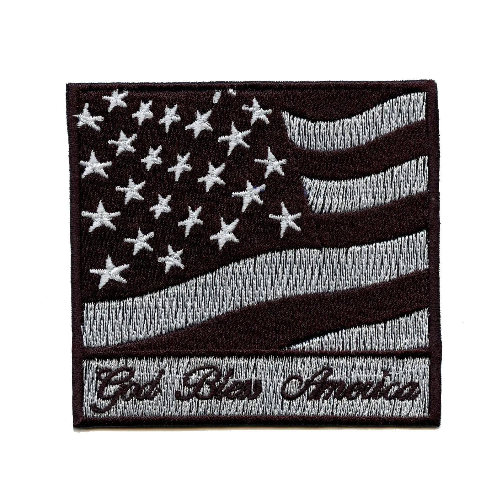 God Bless America Flag Black & White Iron On Patch