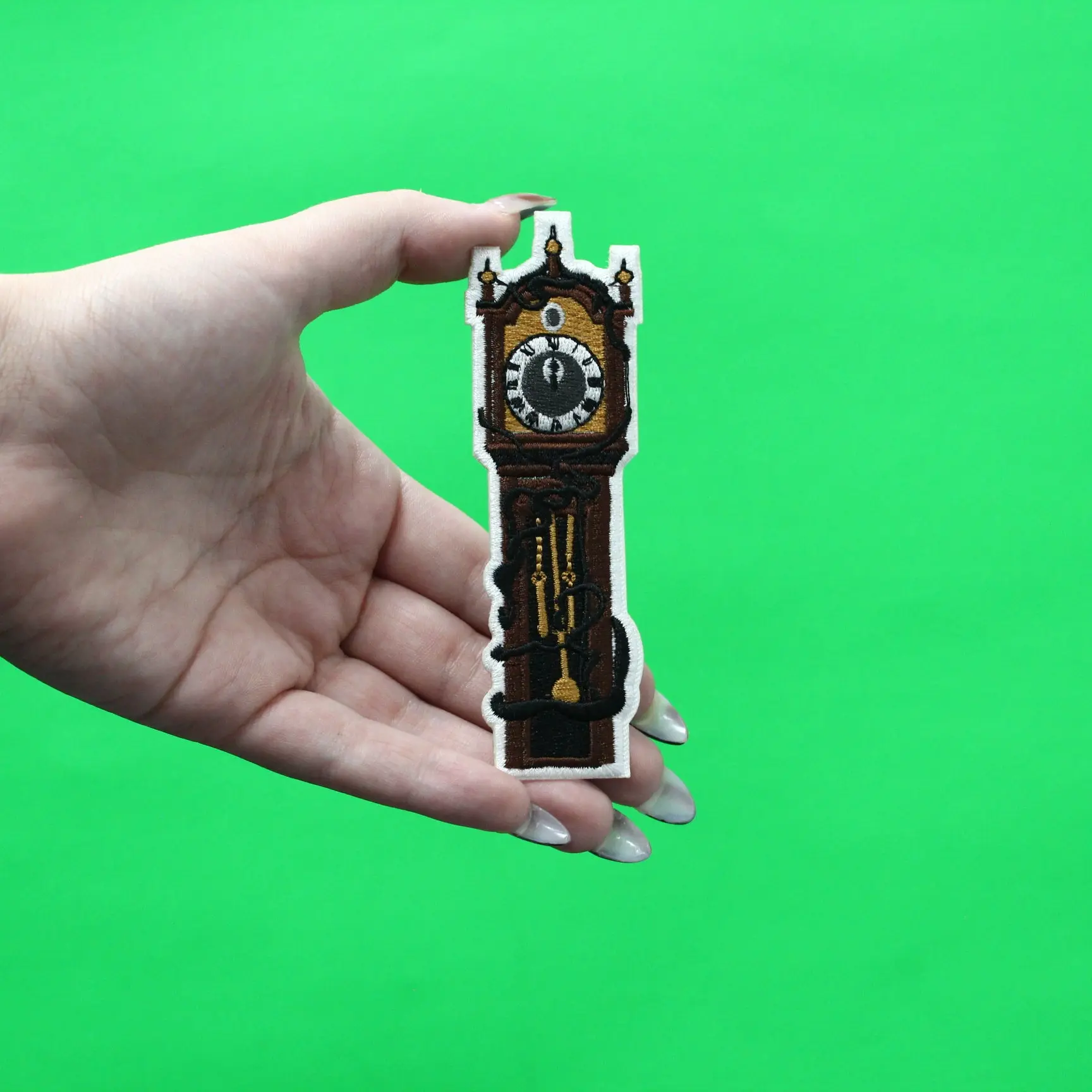 Grandfather Clock Evil Vines Patch Strange Vision Time Embroidered Iron On - Image 2