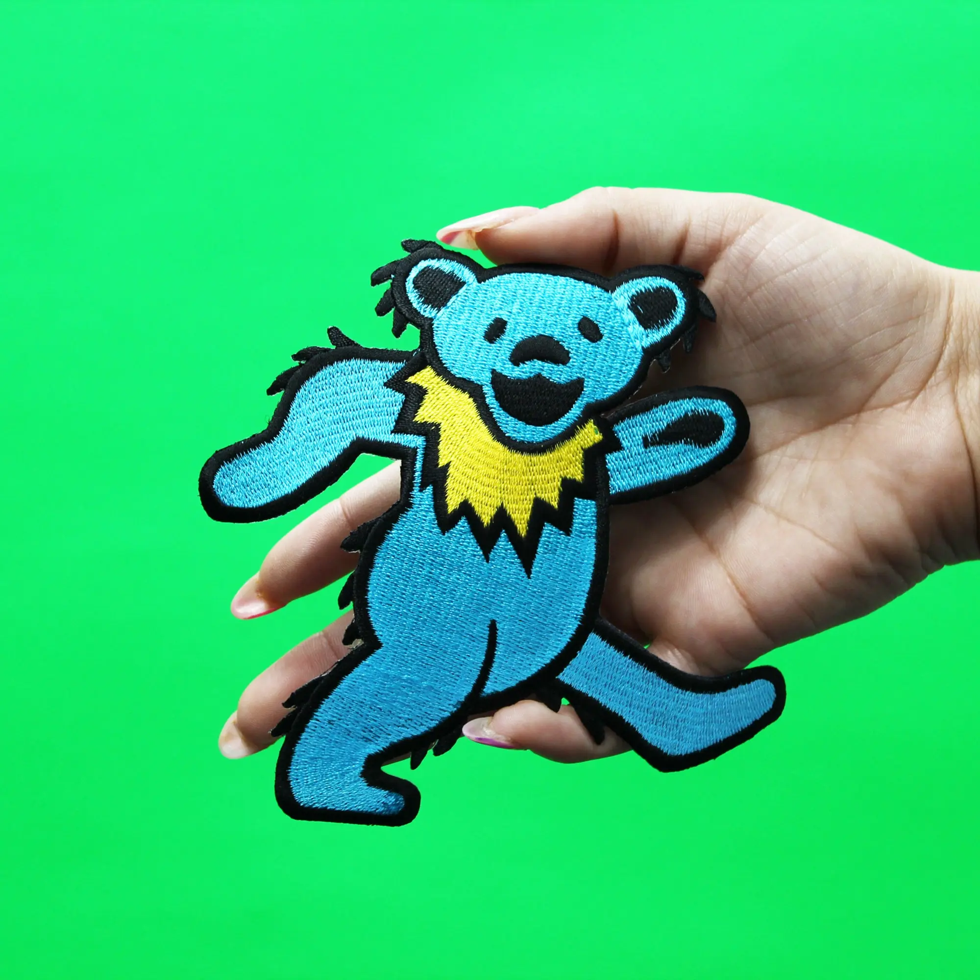 Large Grateful Dead Bears Patch Blue Dancing Bear Embroidered Iron On - Image 2