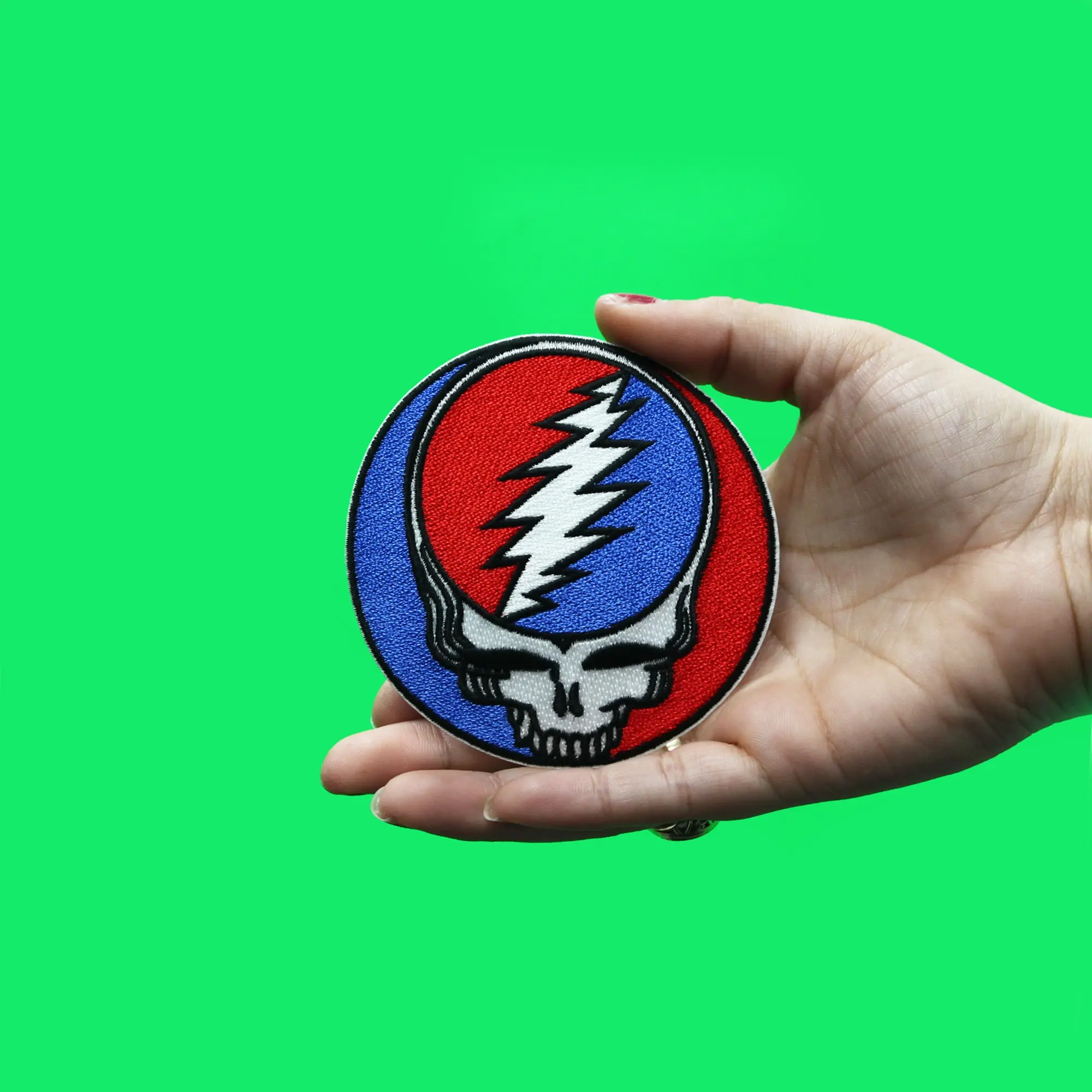 Grateful Dead Steal Your Face Patch Iconic Skull Round Embroidered Iron On - Medium - Image 2