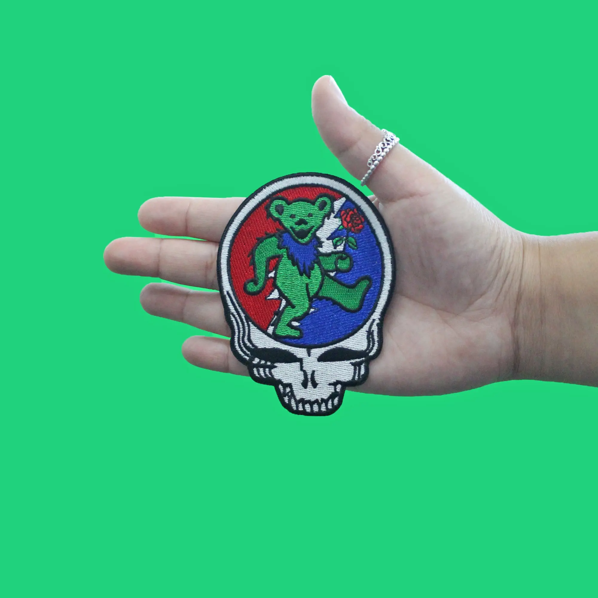 Grateful Dead Skull Dancing Bear Patch Rock SYF Band Embroidered Iron On - Image 2