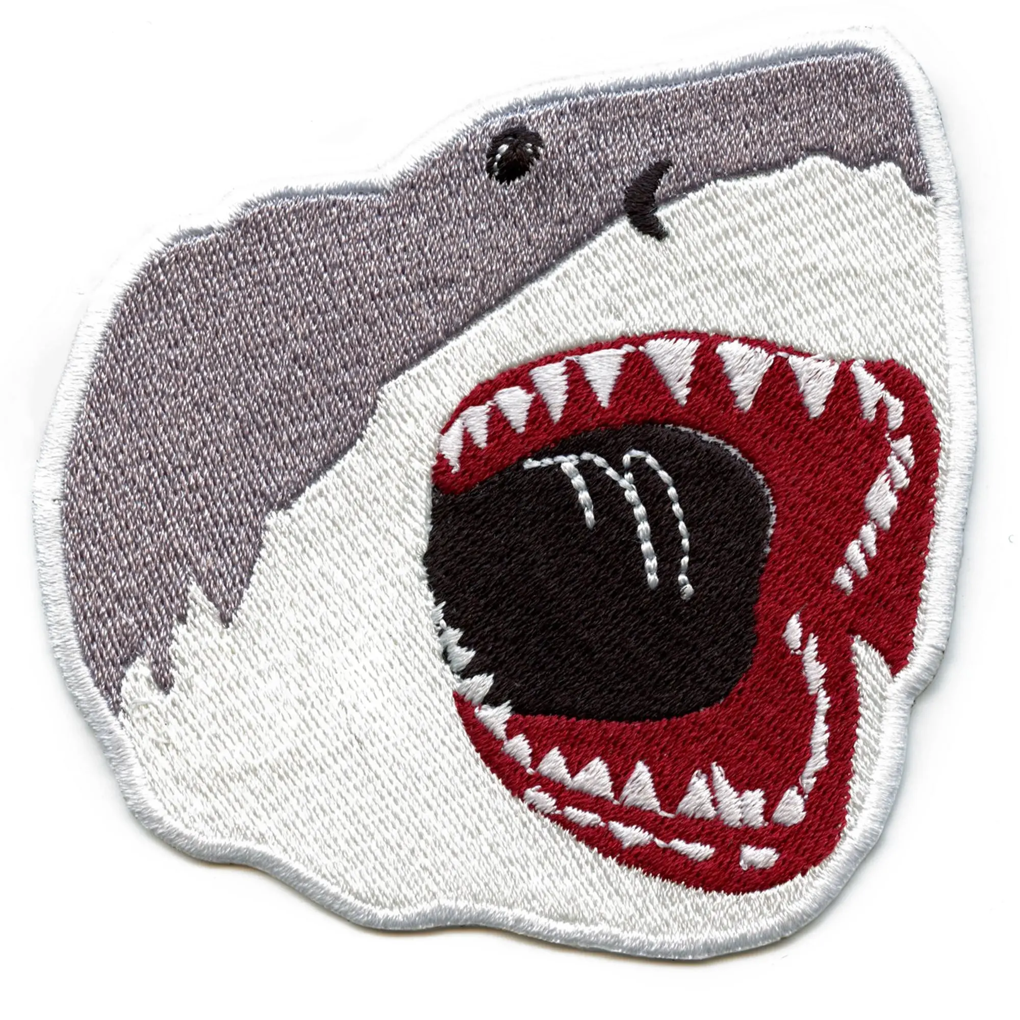 Great White Shark Patch Jaws Open Embroidered Iron On