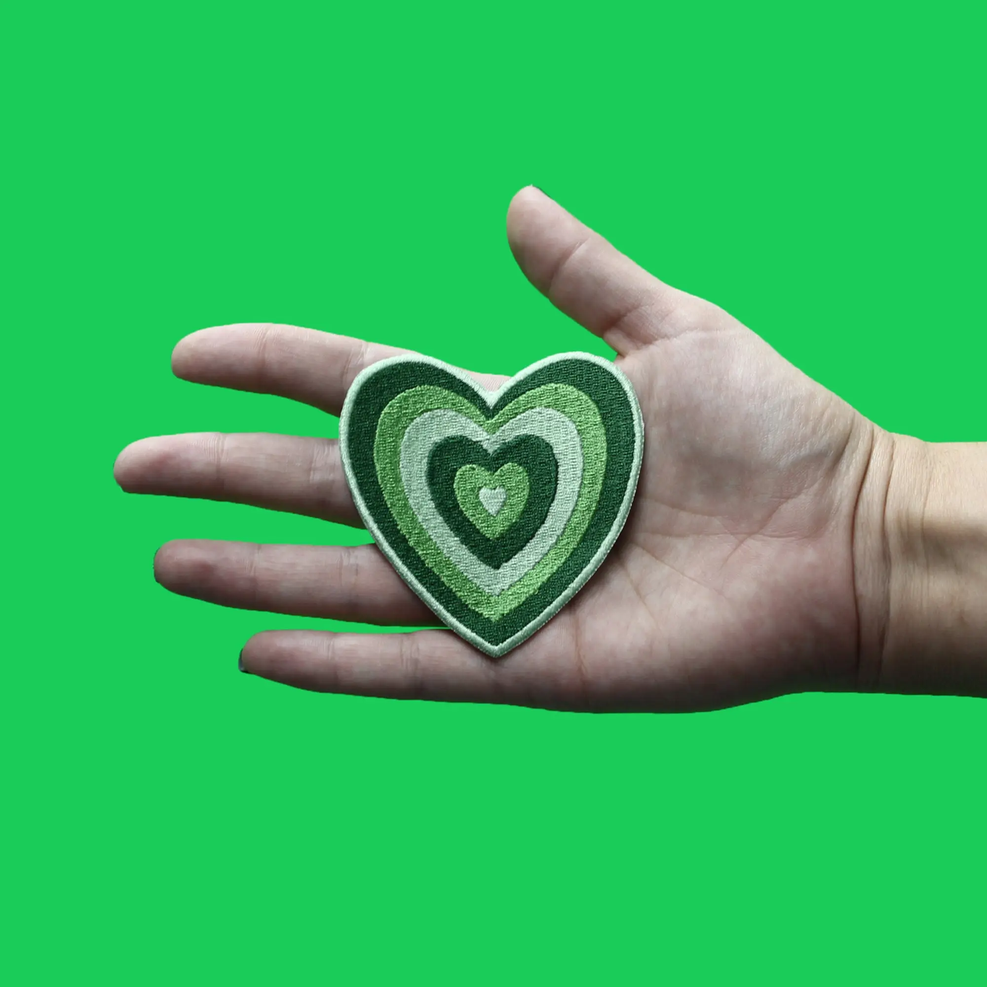 Green Power Heart Patch Cartoon Girl Hero Embroidered Iron On - Image 2