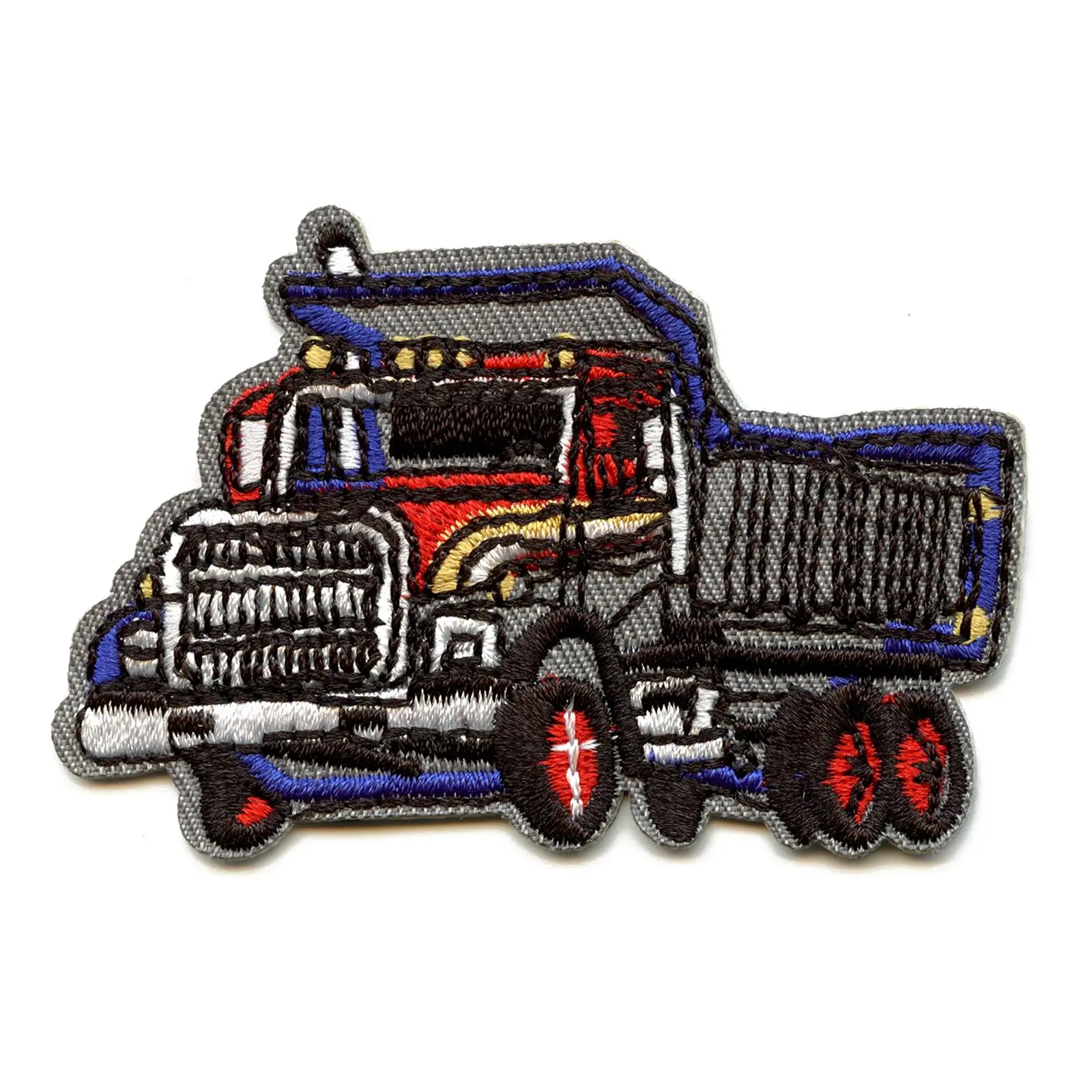 Grey Concrete Construction Dump Truck Embroidered Iron On Patch