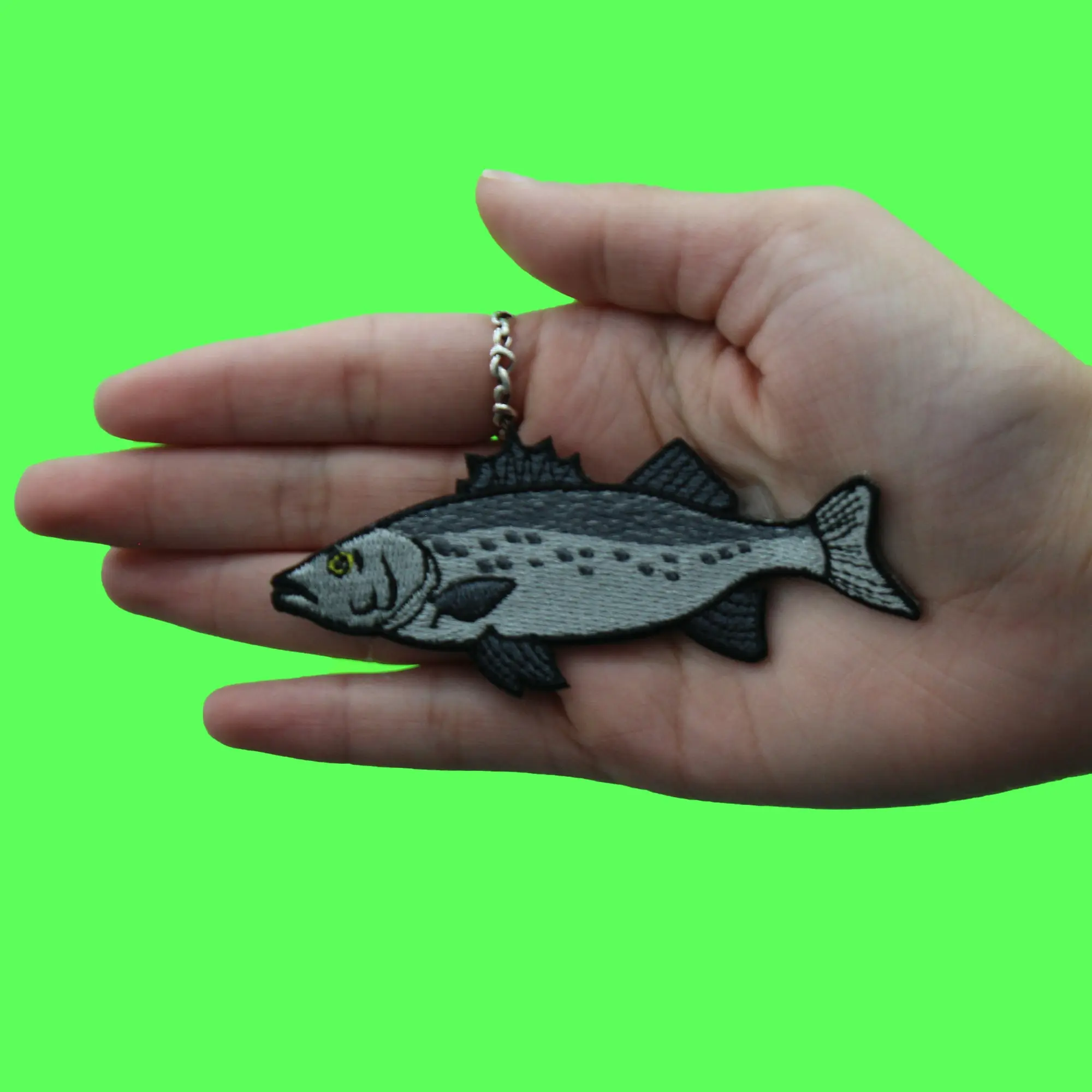 Grey Fin Fish Patch Deep Ocean Sea Embroidered Iron On - Image 2