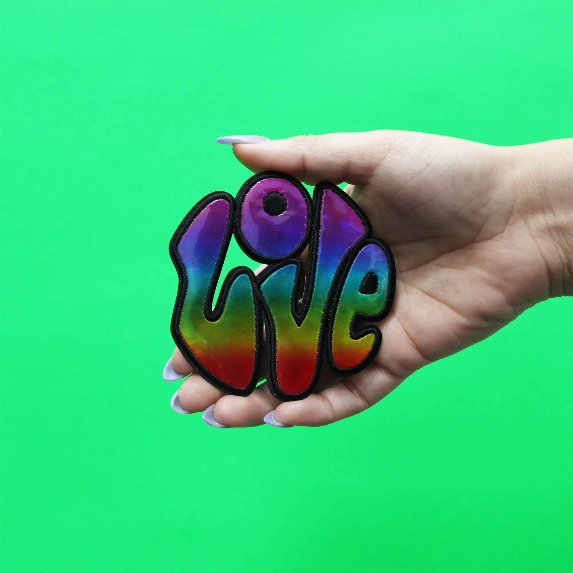 Groovy Love Patch Hippie Style Embroidered Iron On - Image 2
