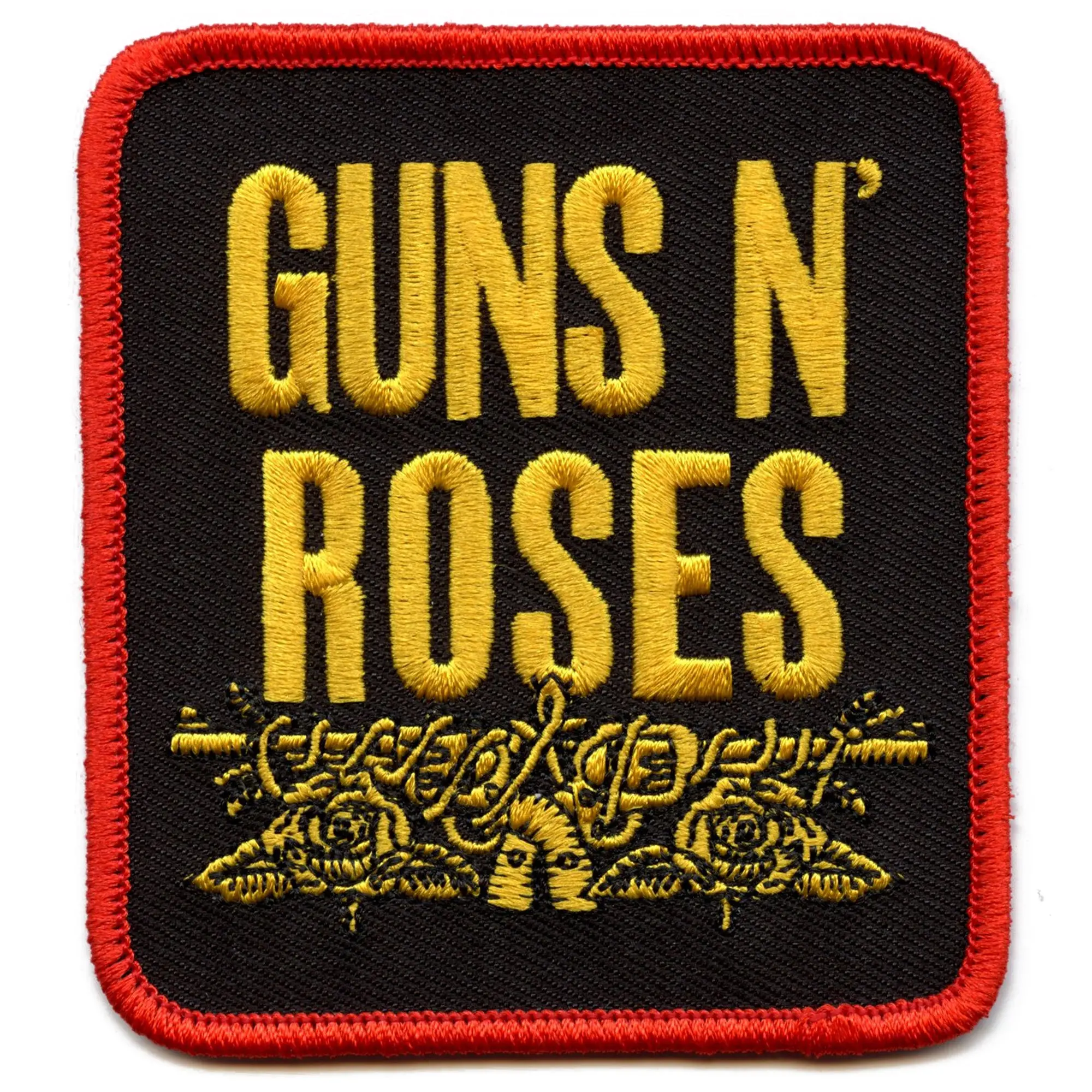Guns N' Roses Stacked Box Patch Rock Red Border Embroidered Iron On