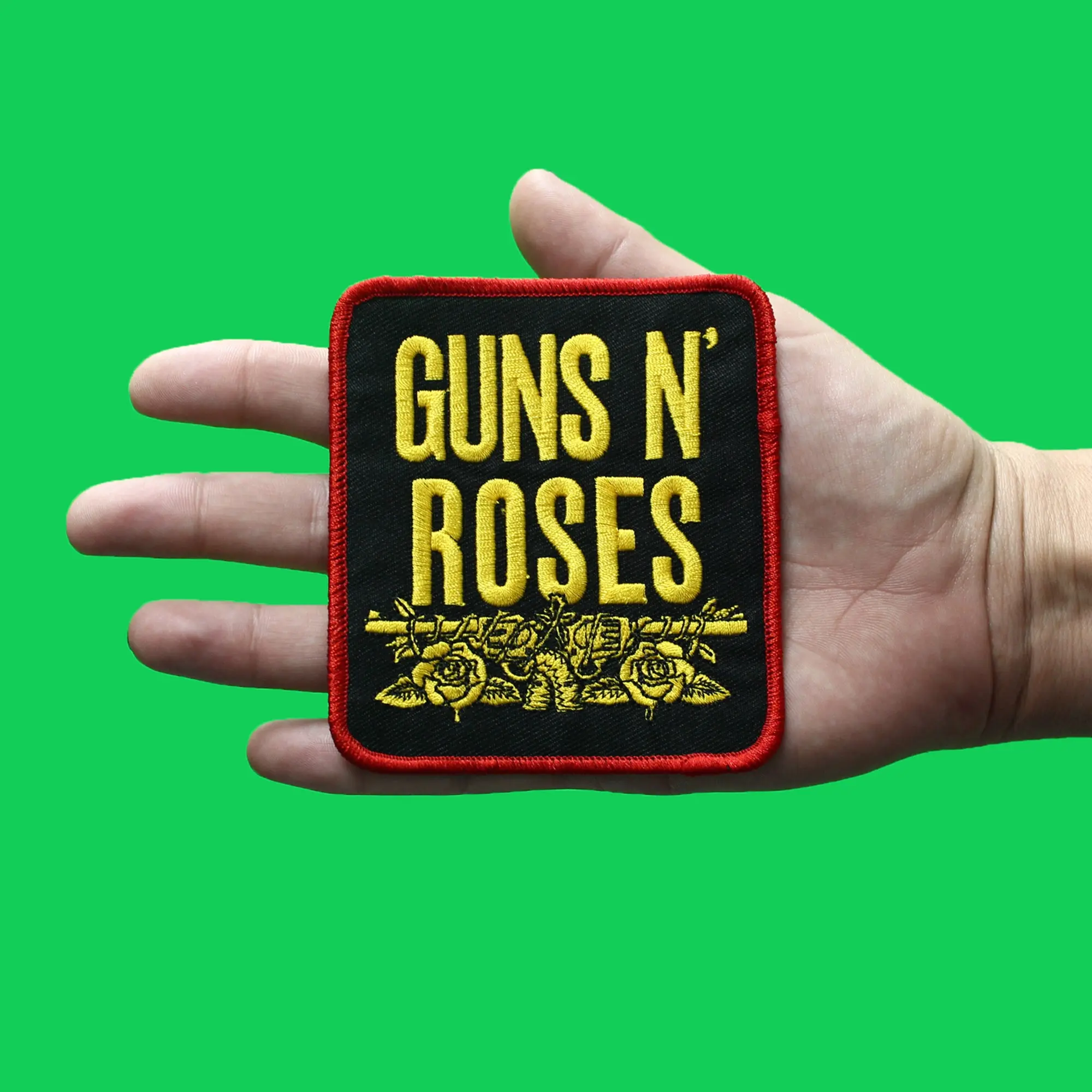 Guns N' Roses Stacked Box Patch Rock Red Border Embroidered Iron On - Image 2