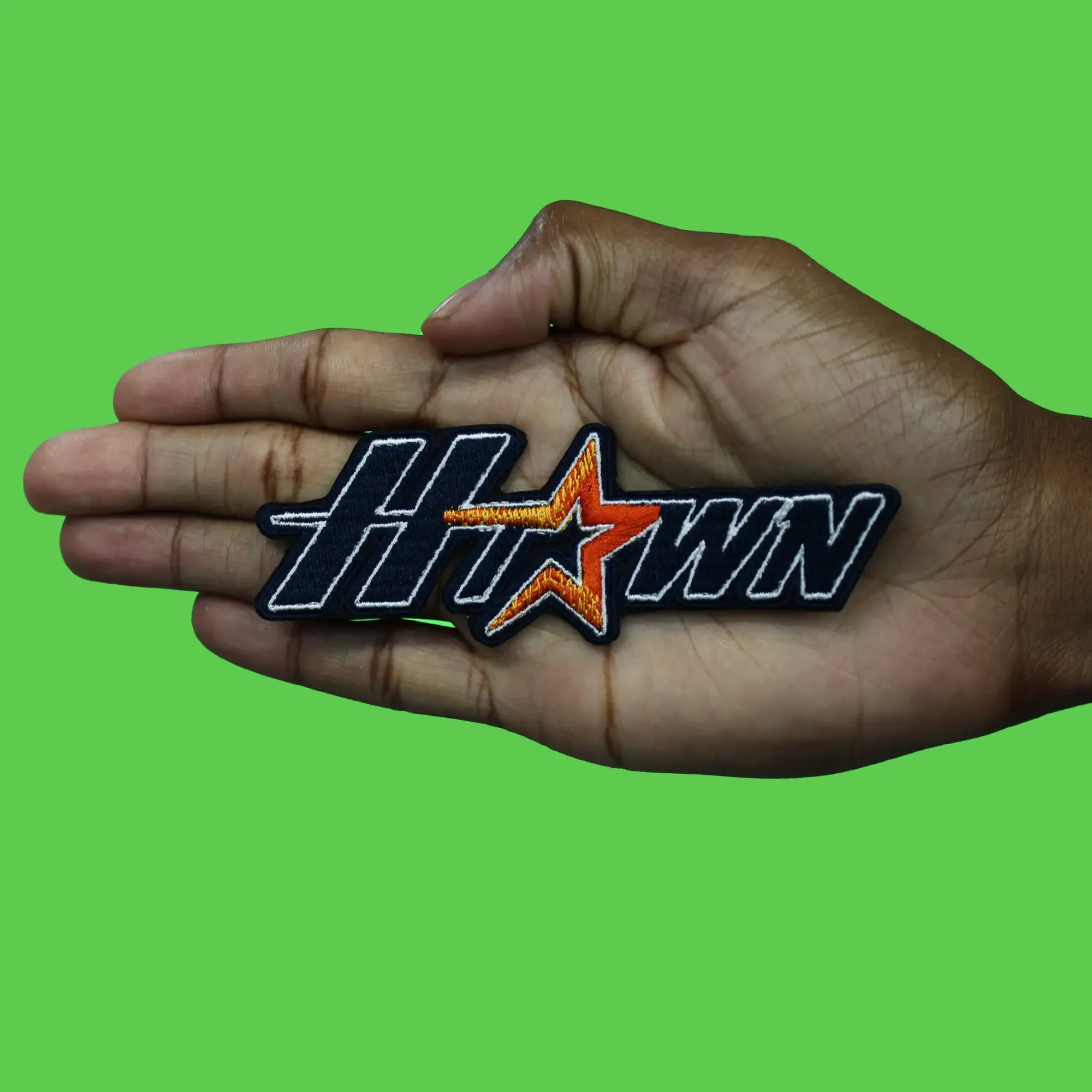 H-Town Star Patch Houston Baseball Script Embroidered Iron on - Image 2
