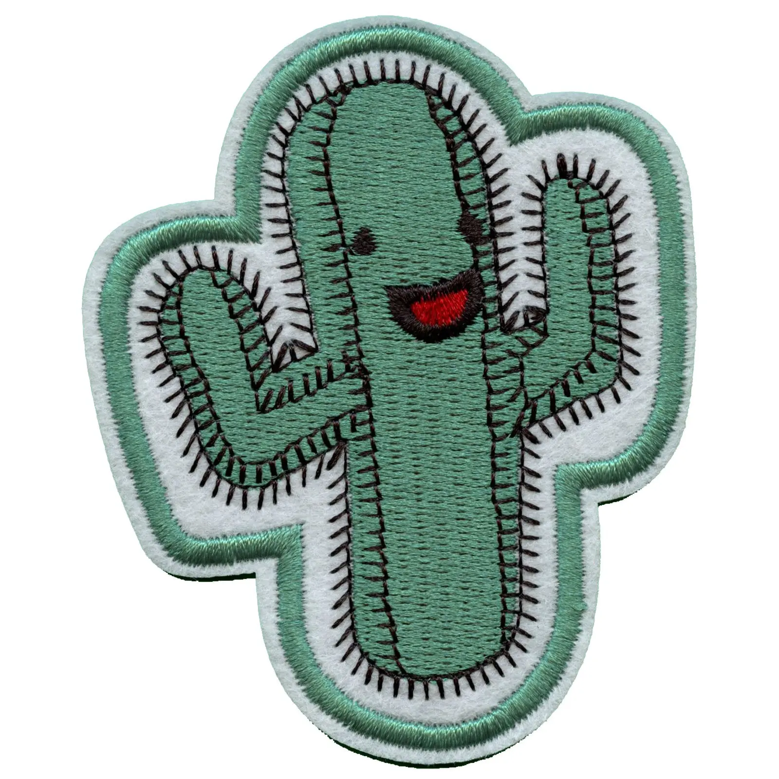 Happy Cactus Embroidered Applique Iron On Patch