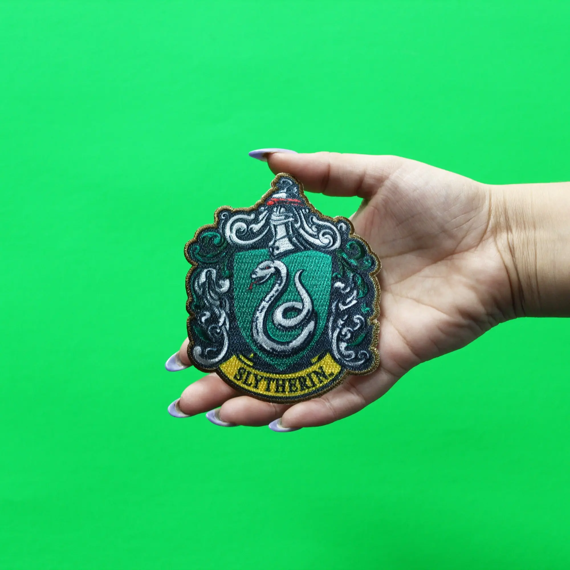 Harry Potter Slytherin Crest Sublimated Embroidered Iron On Patch - Image 2