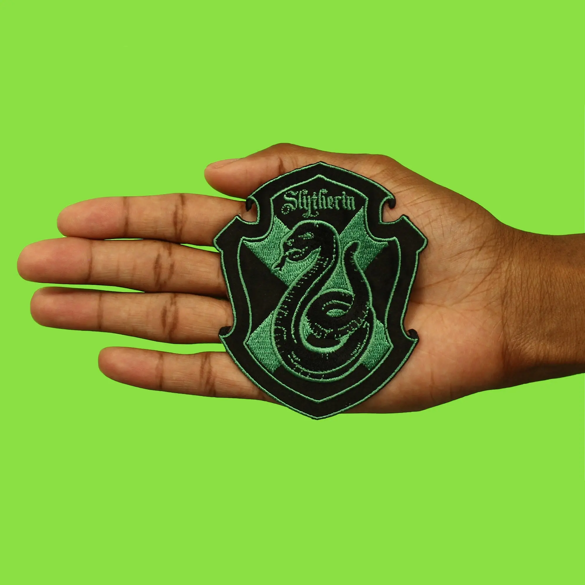 Harry Potter Slytherin Patch Snake House Crest Embroidered Iron On - Image 2