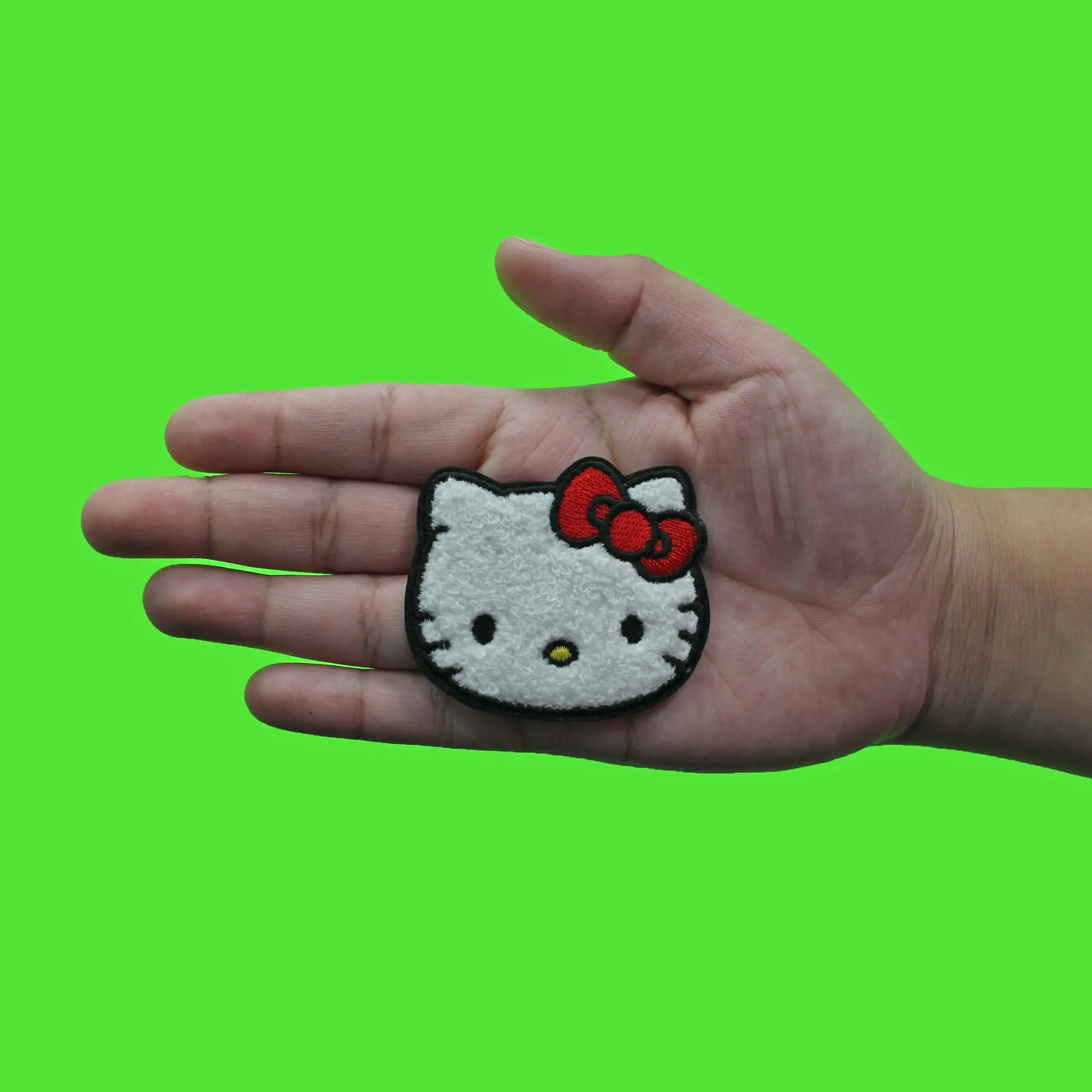 Hello Kitty Head Shot Patch Iconic Red Bow Chenille Iron On - Image 3