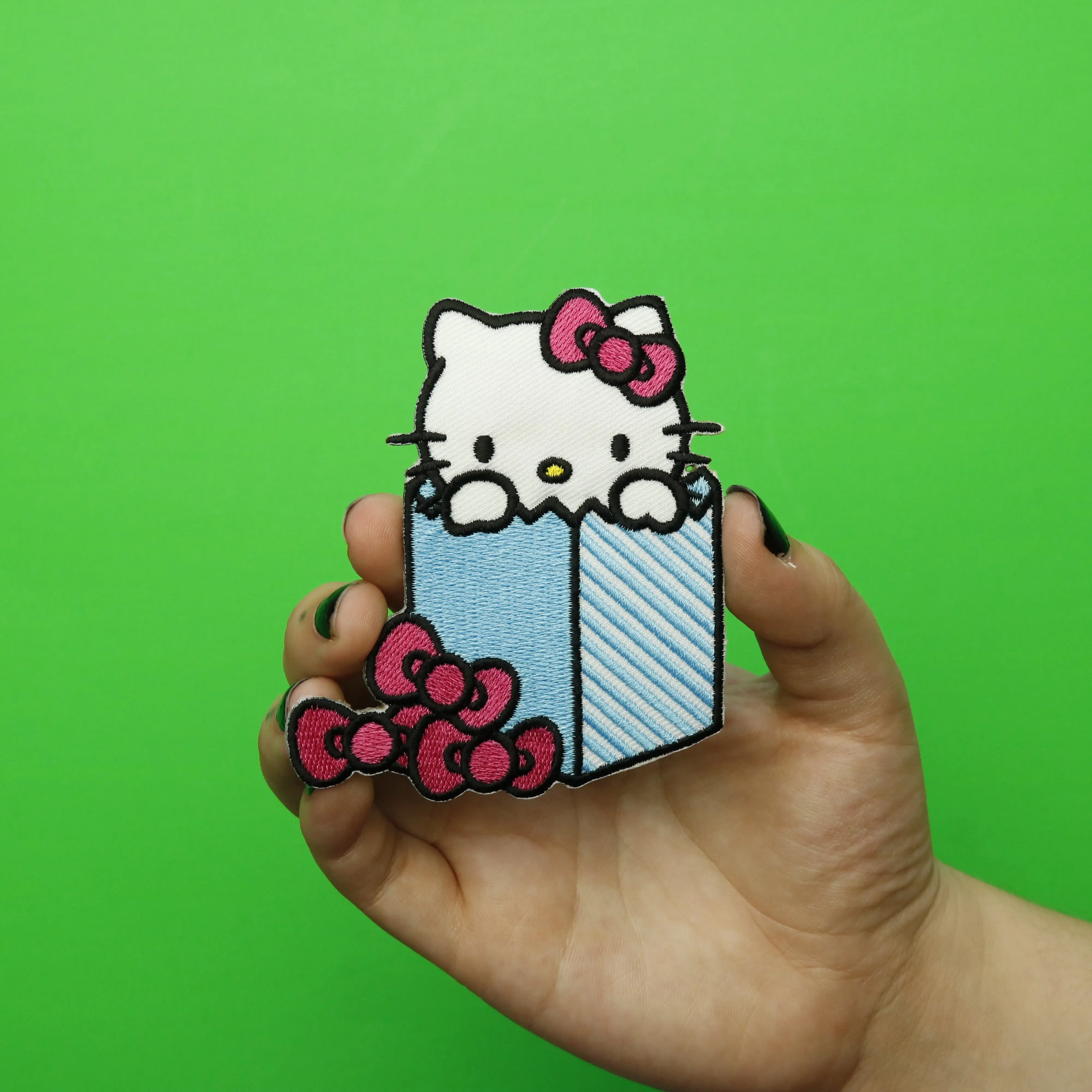 Hello Kitty In Blue Bag Iron On Embroidered Patch - Image 2