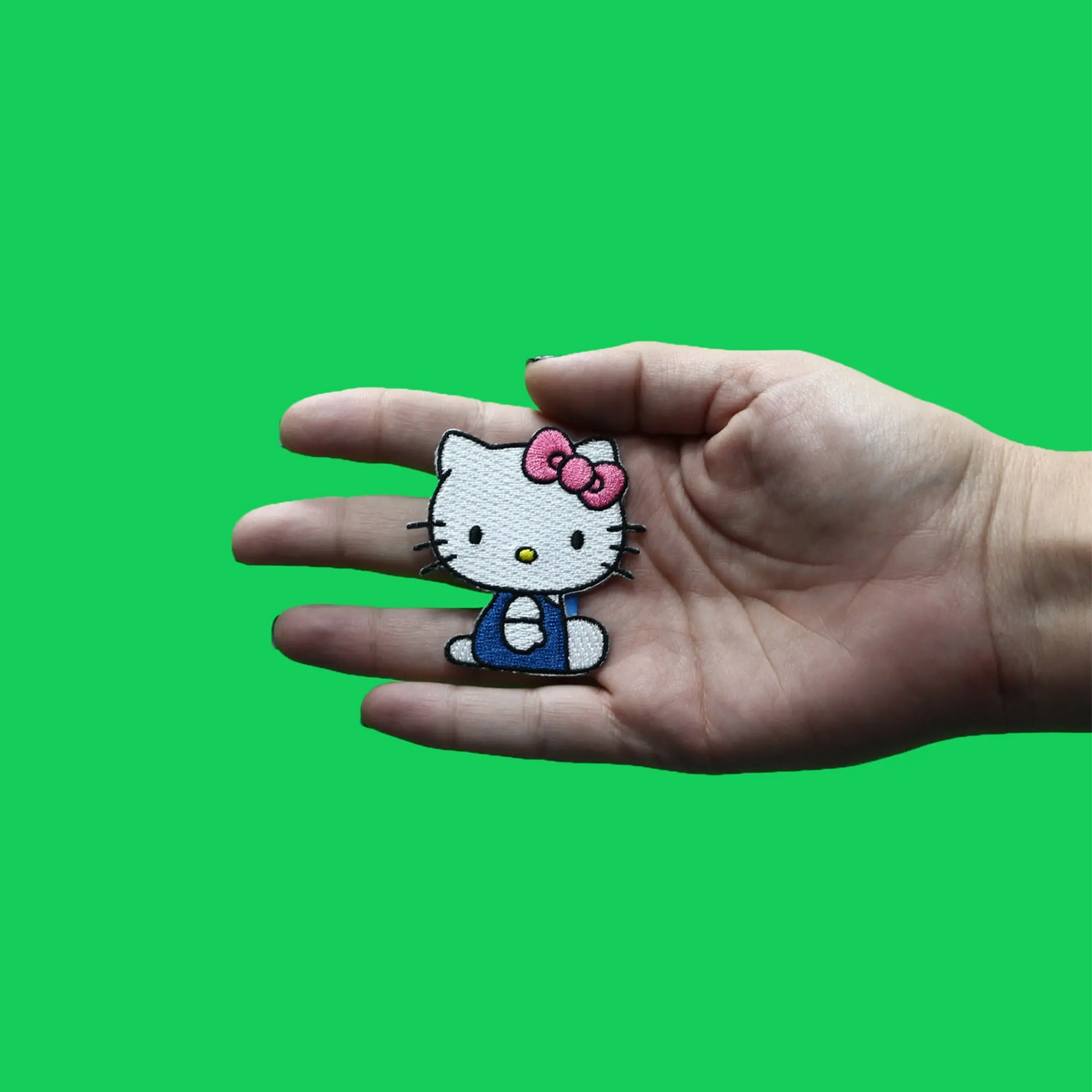 Hello Kitty Sitting Patch Pink Bow Embroidered Iron On - Image 2