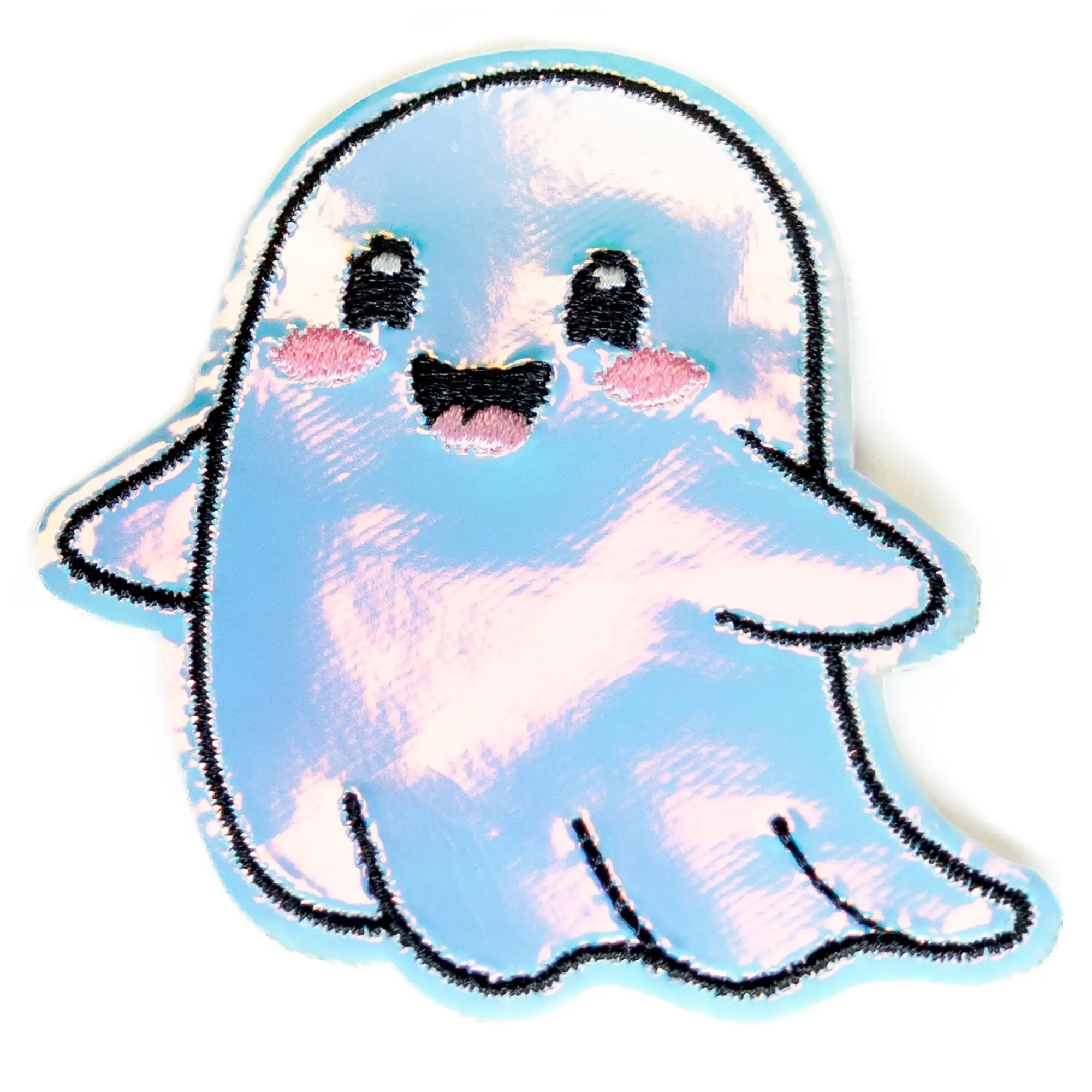 Holographic Cute Ghost Patch Glow In The Dark Embroidered Iron On