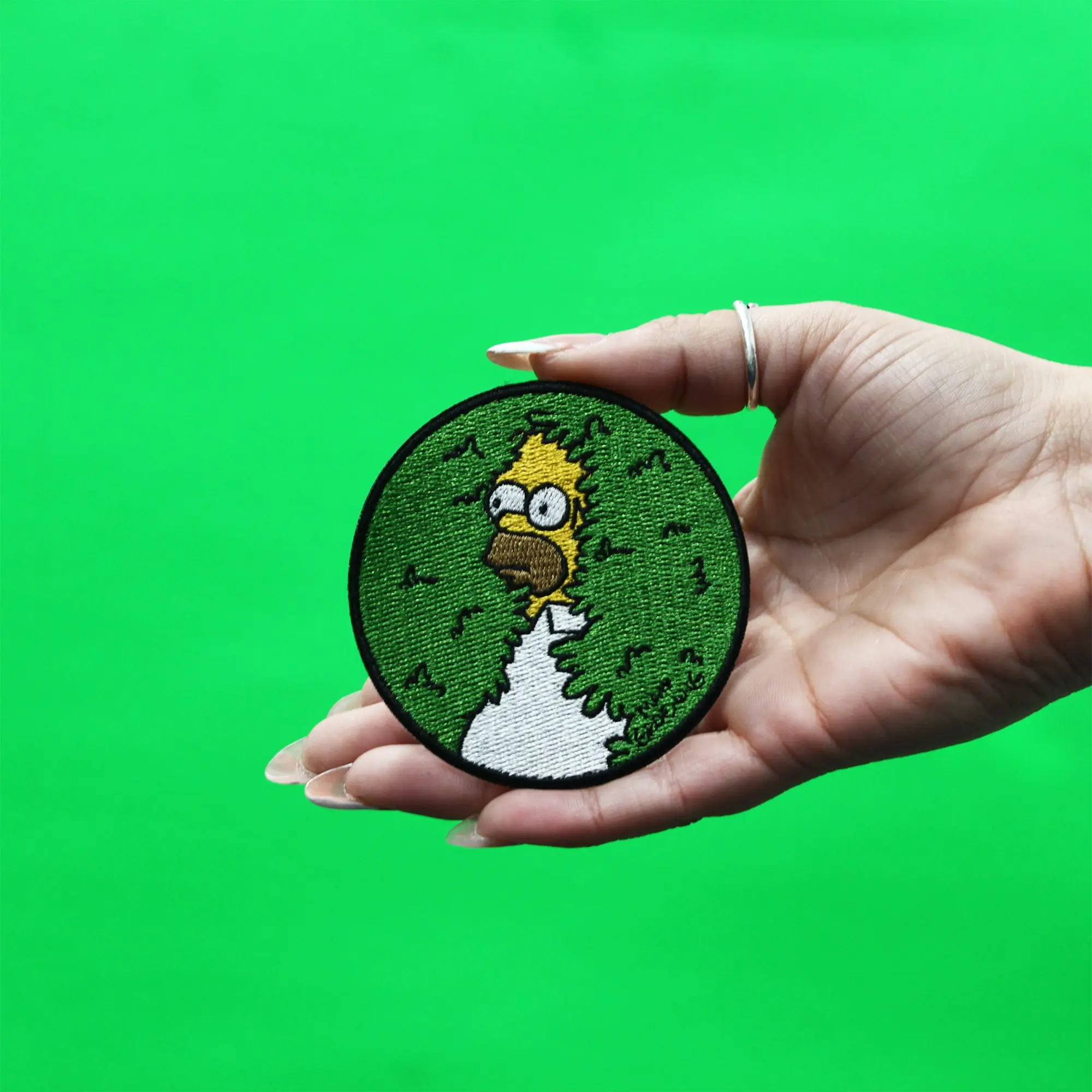 Homer Simpson Hiding In Bush Patch The Simpsons Embroidered Iron On - Image 3