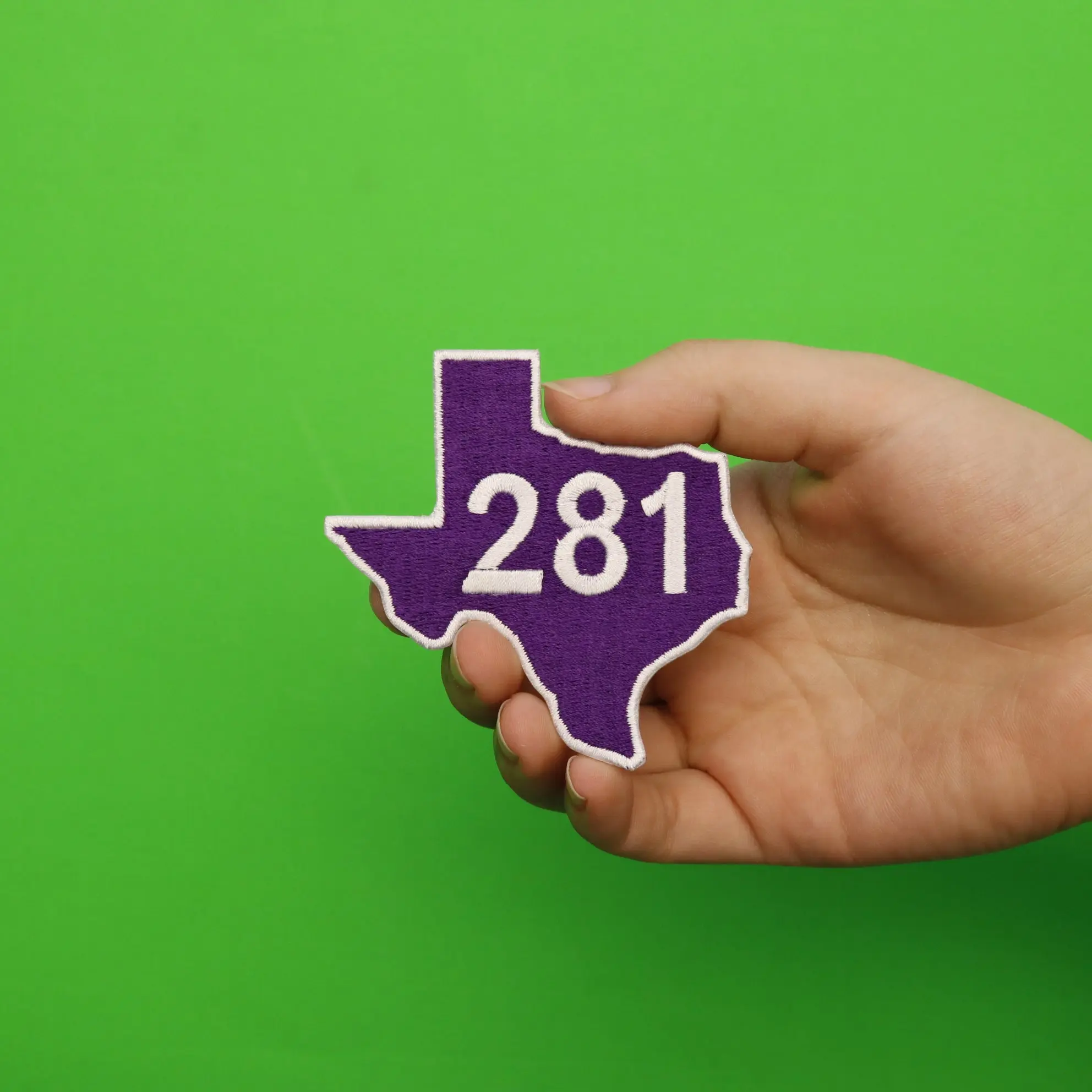 Houston 281 - Purple Texas State Embroidered Iron On Patch - Image 2