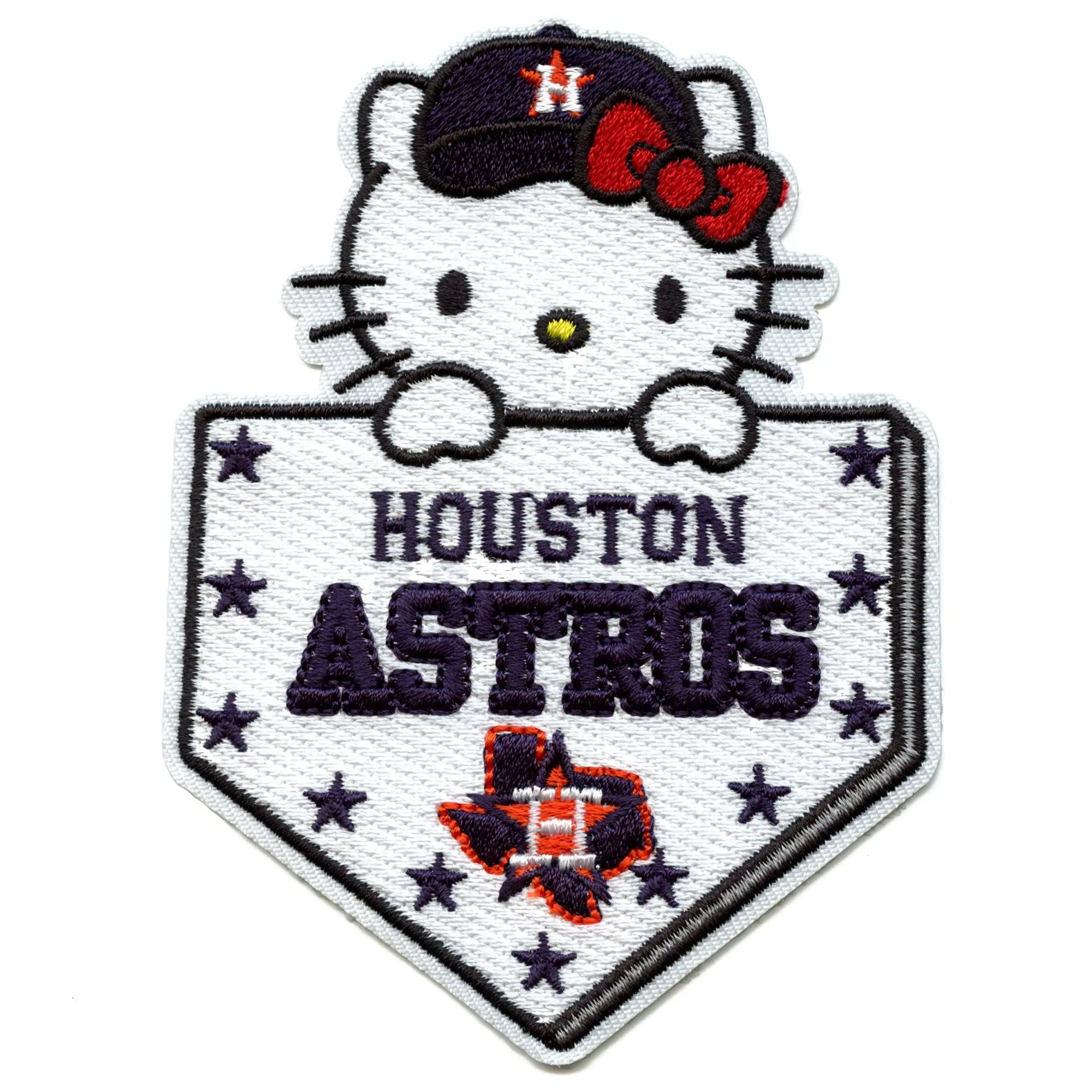 Houston Astros Hello Kitty Patch Baseball Home Plate Embroidered Iron-On