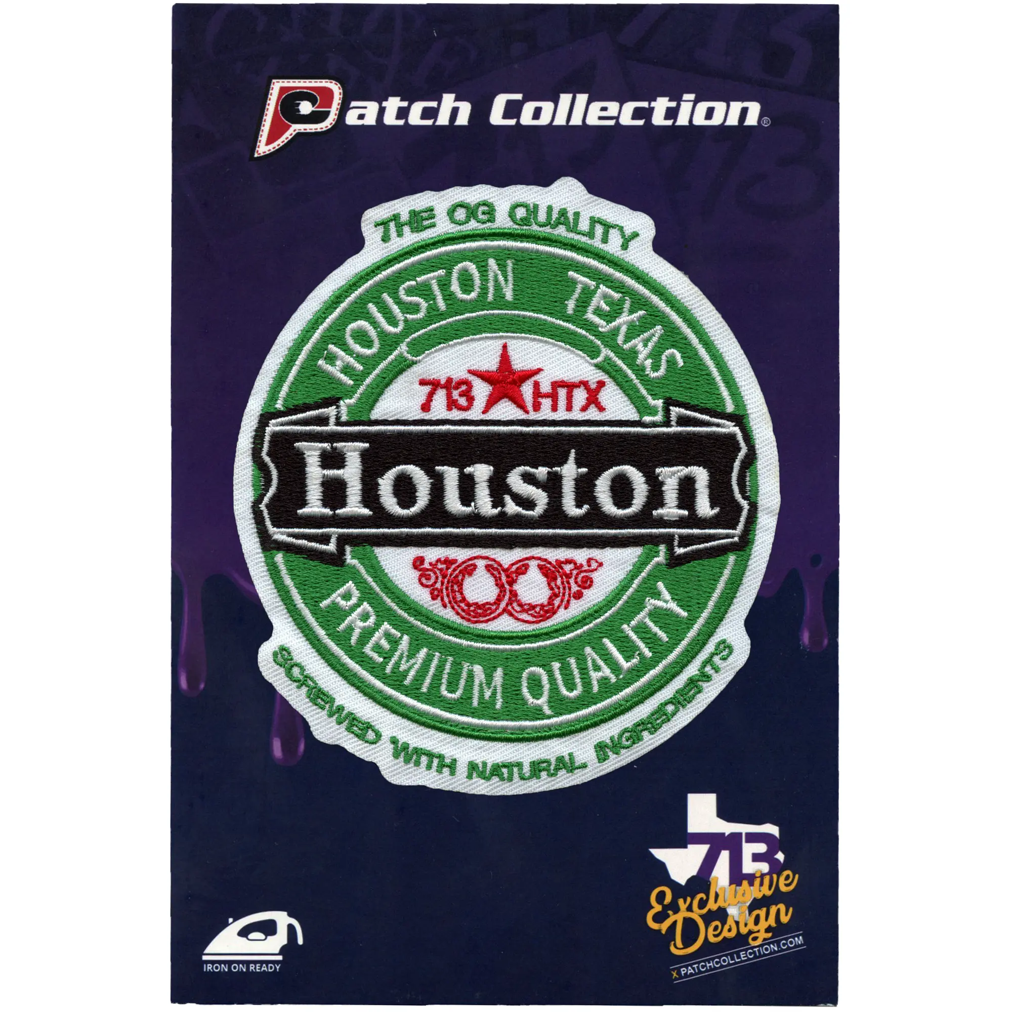 Houniken Houston Beer Parody Patch 713 Premium Quality Embroidered Iron on